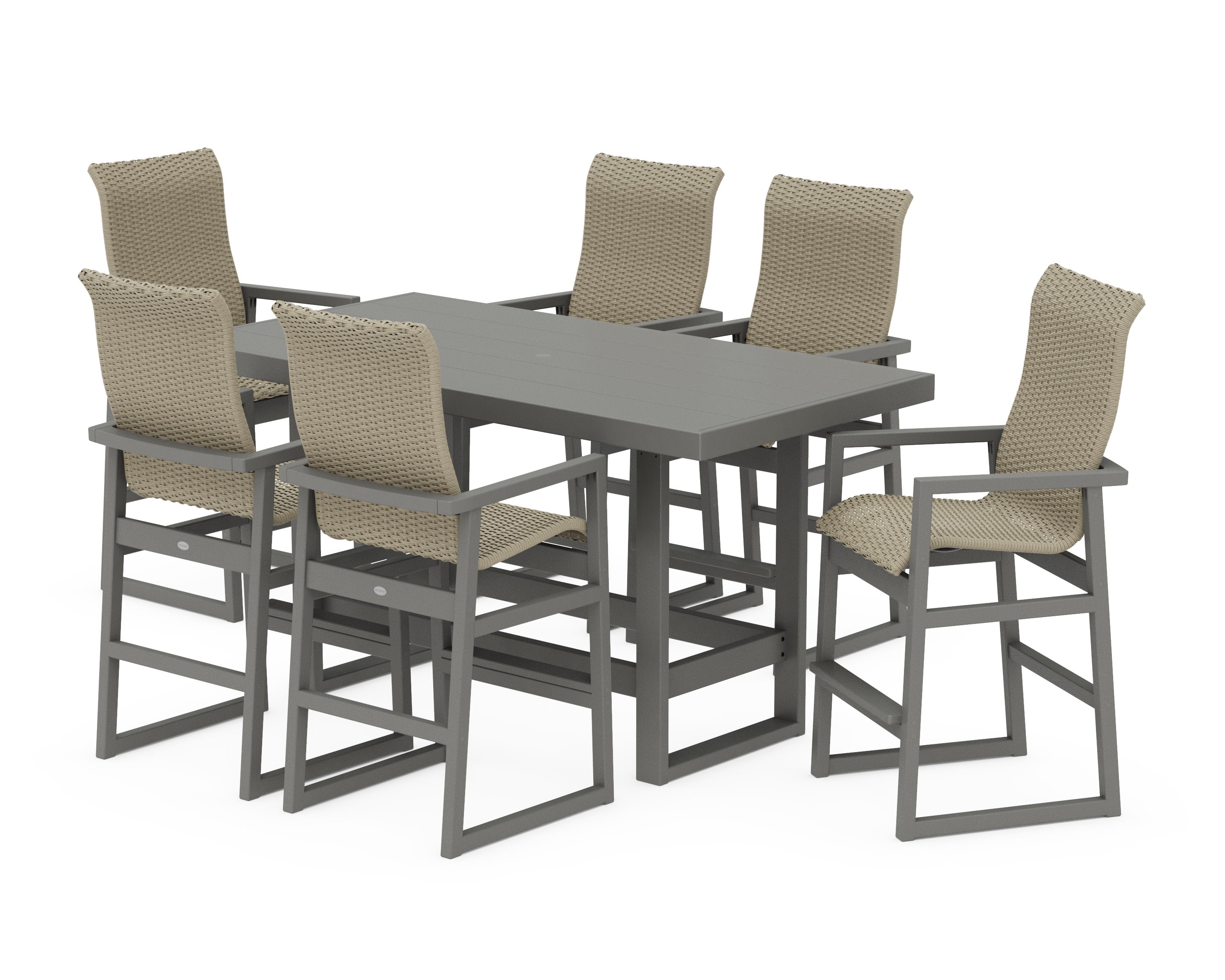 EDGE Woven Highback Arm Chair 7-Piece Bar Set