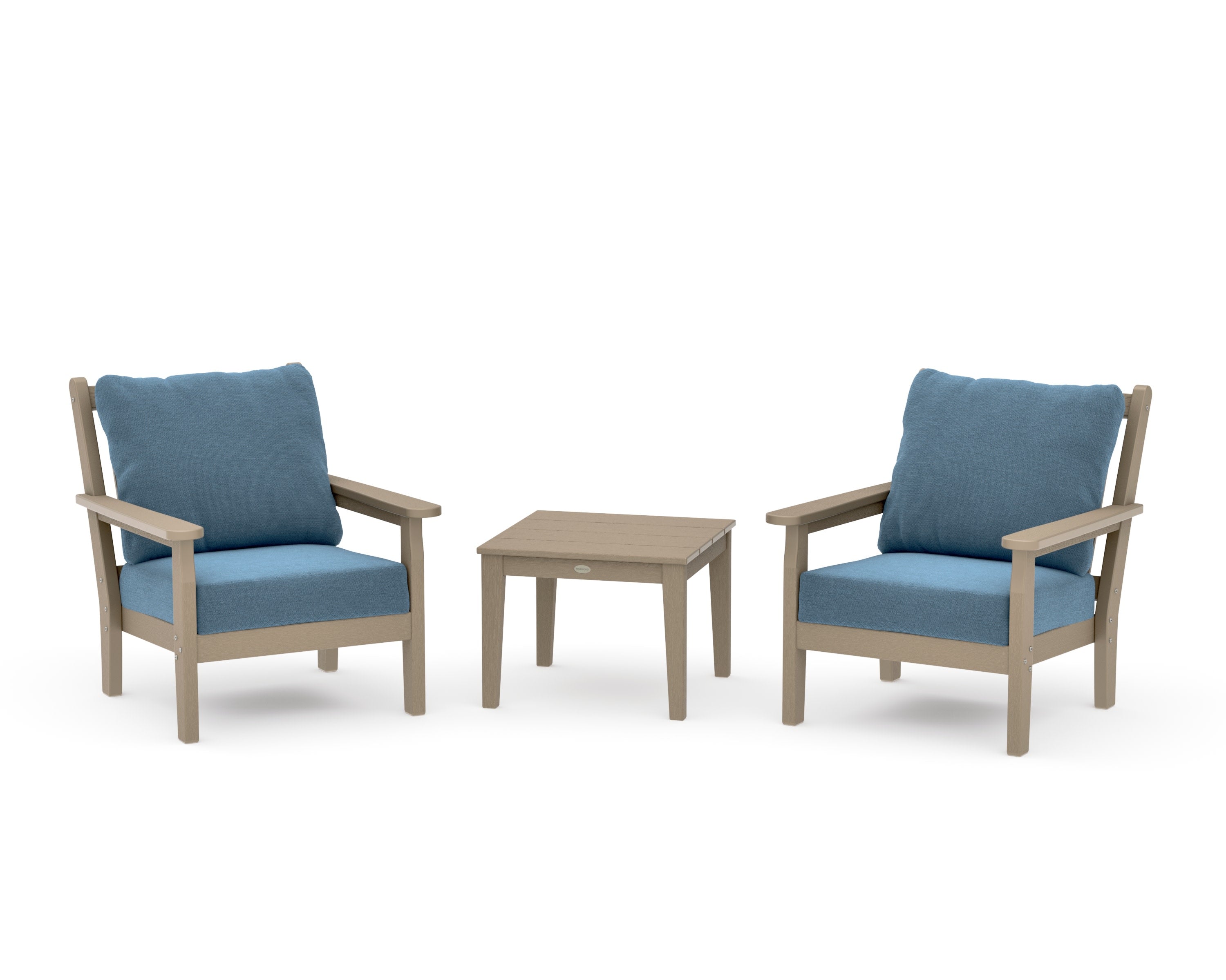 Chippendale 3-Piece Deep Seating Set in Vintage Sahara / Sky Blue