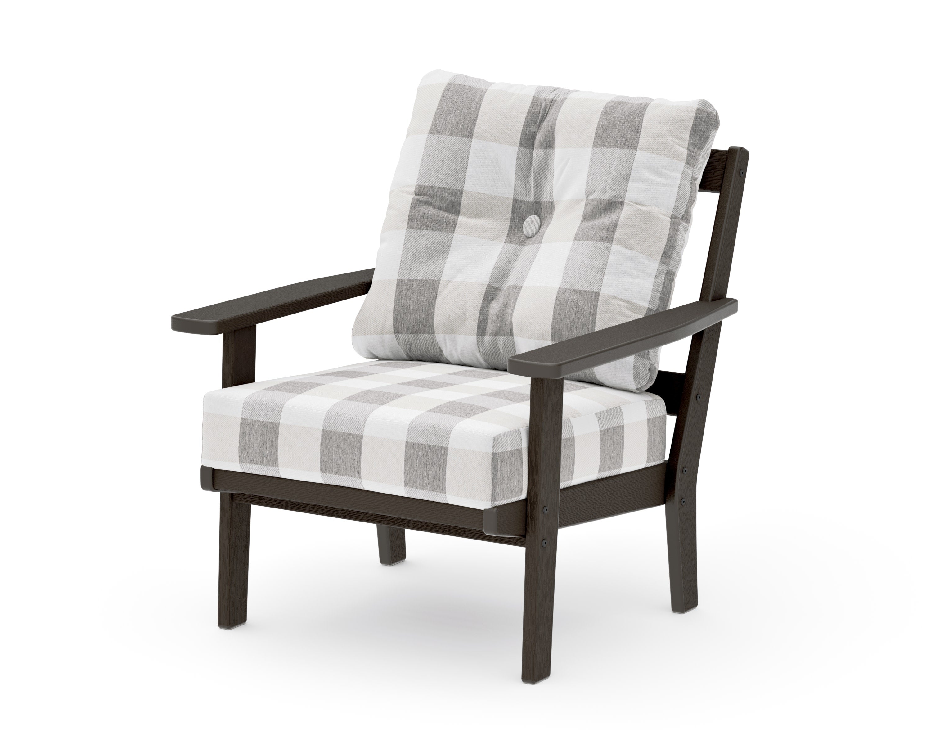 Oxford Deep Seating Chair in Vintage Coffee / Buffalo Plaid Grey Mist