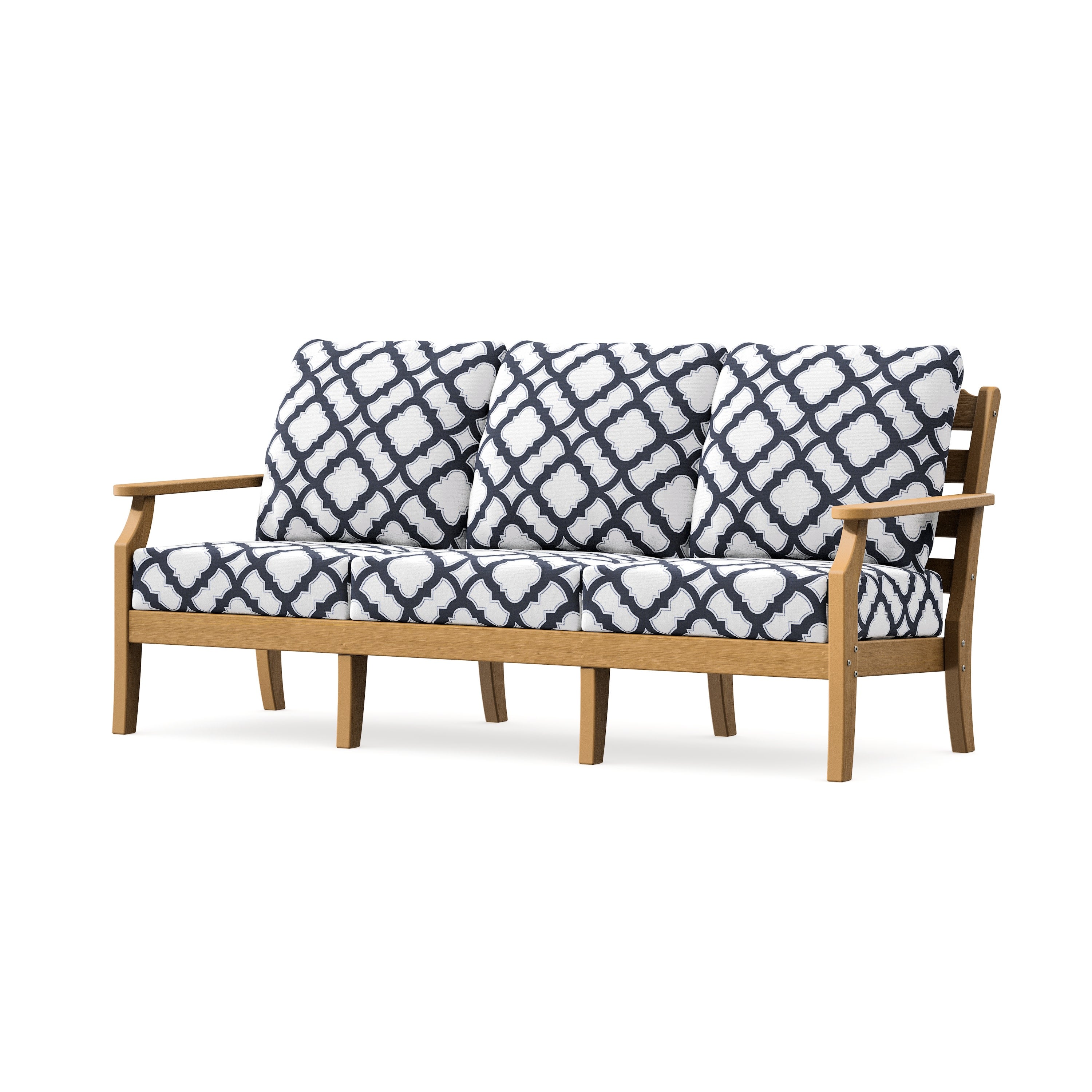 Savannah Deep Seating Sofa in Natural / Trellis Navy