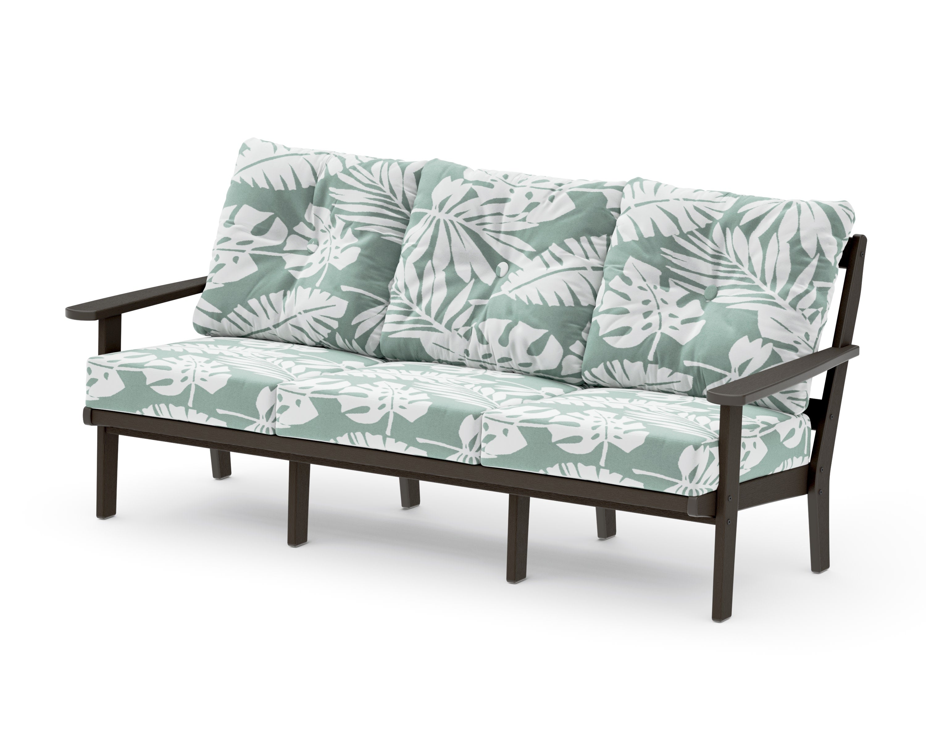 Mission Deep Seating Sofa in Vintage Coffee / Leaf Glacier Spa
