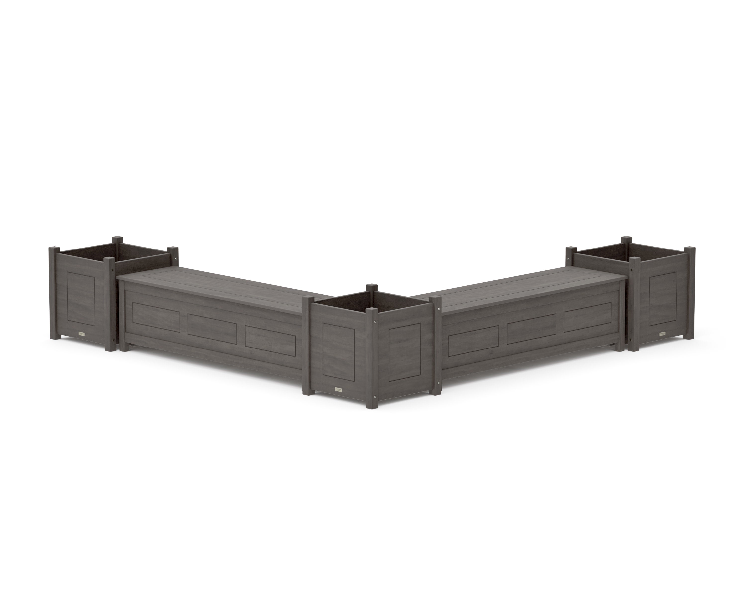 60" Country Living L- Shaped Planter Storage Bench Corner Set- Large in Driftwood