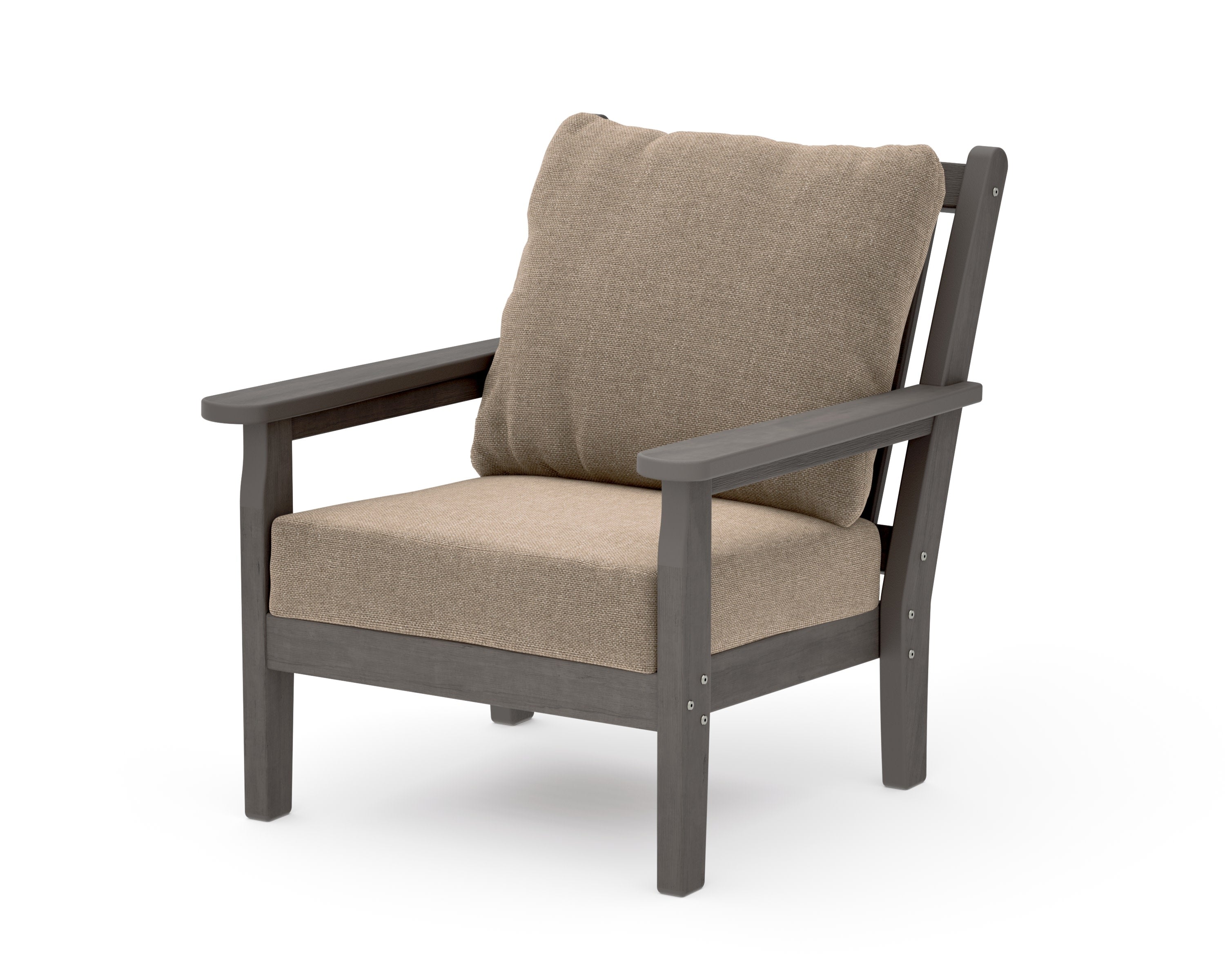 Chippendale Deep Seating Chair in Driftwood / Spiced Burlap