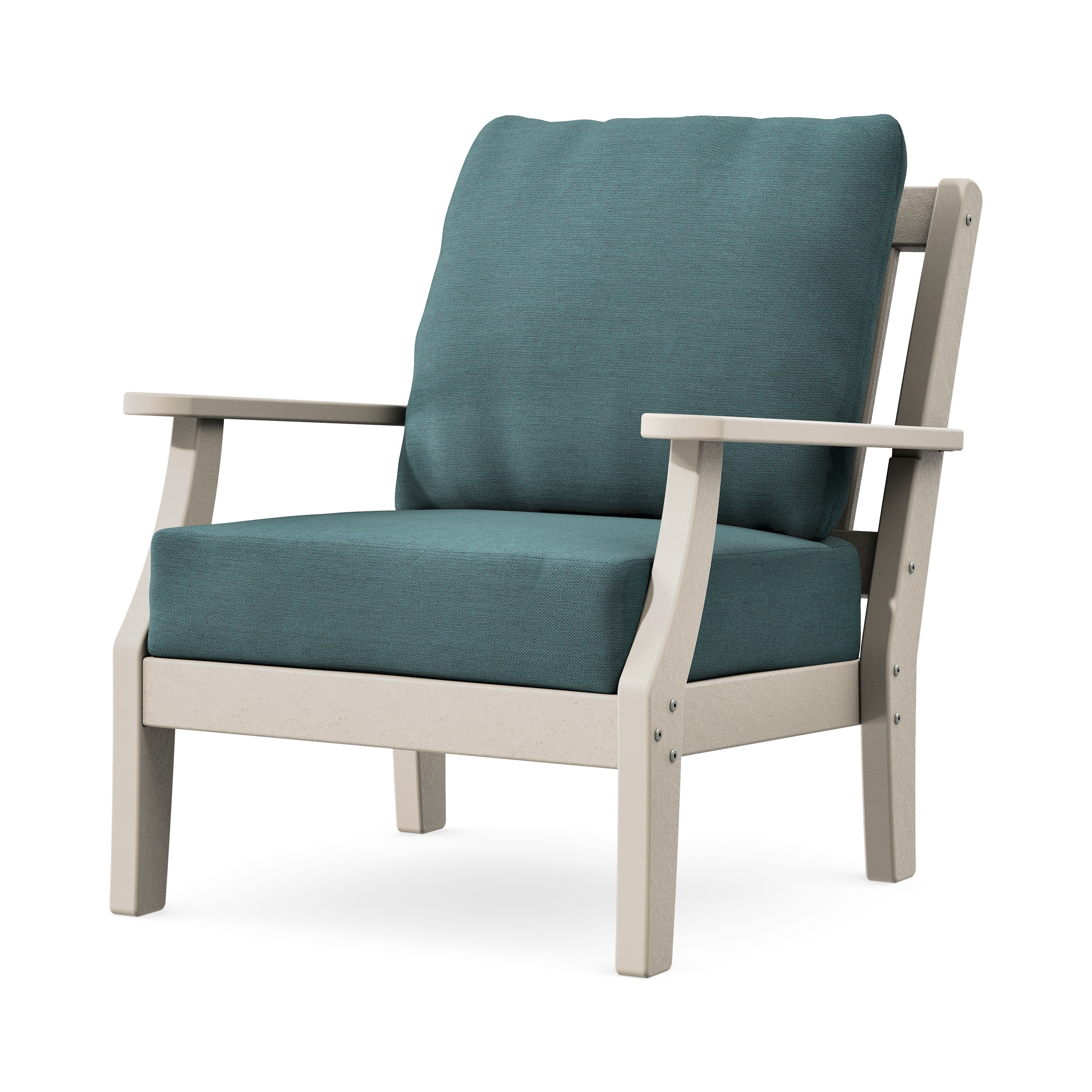 Chinoiserie Deep Seating Chair in Sand / Ocean Teal