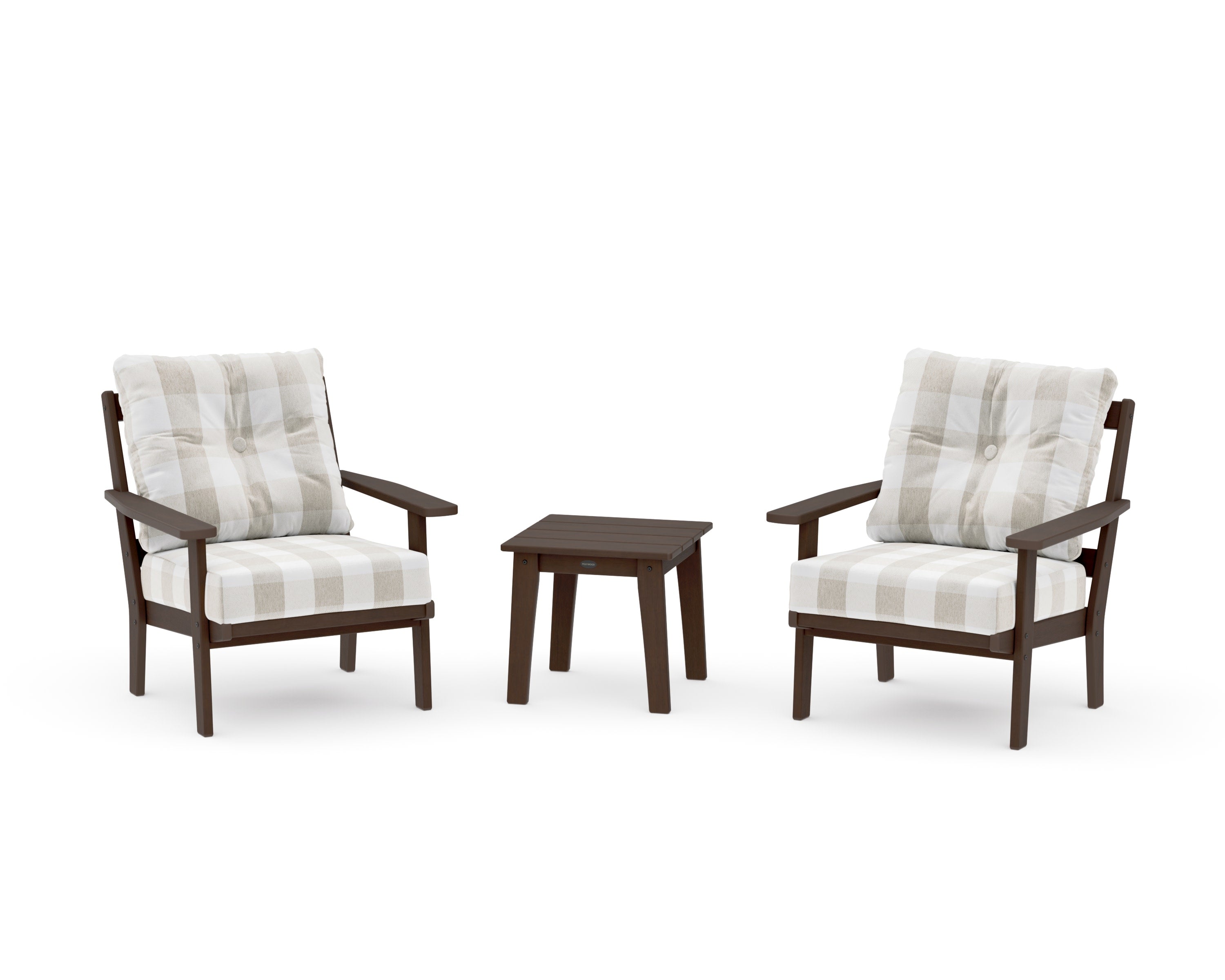 Oxford 3-Piece Deep Seating Set in Kona / Buffalo Plaid Dune Burlap