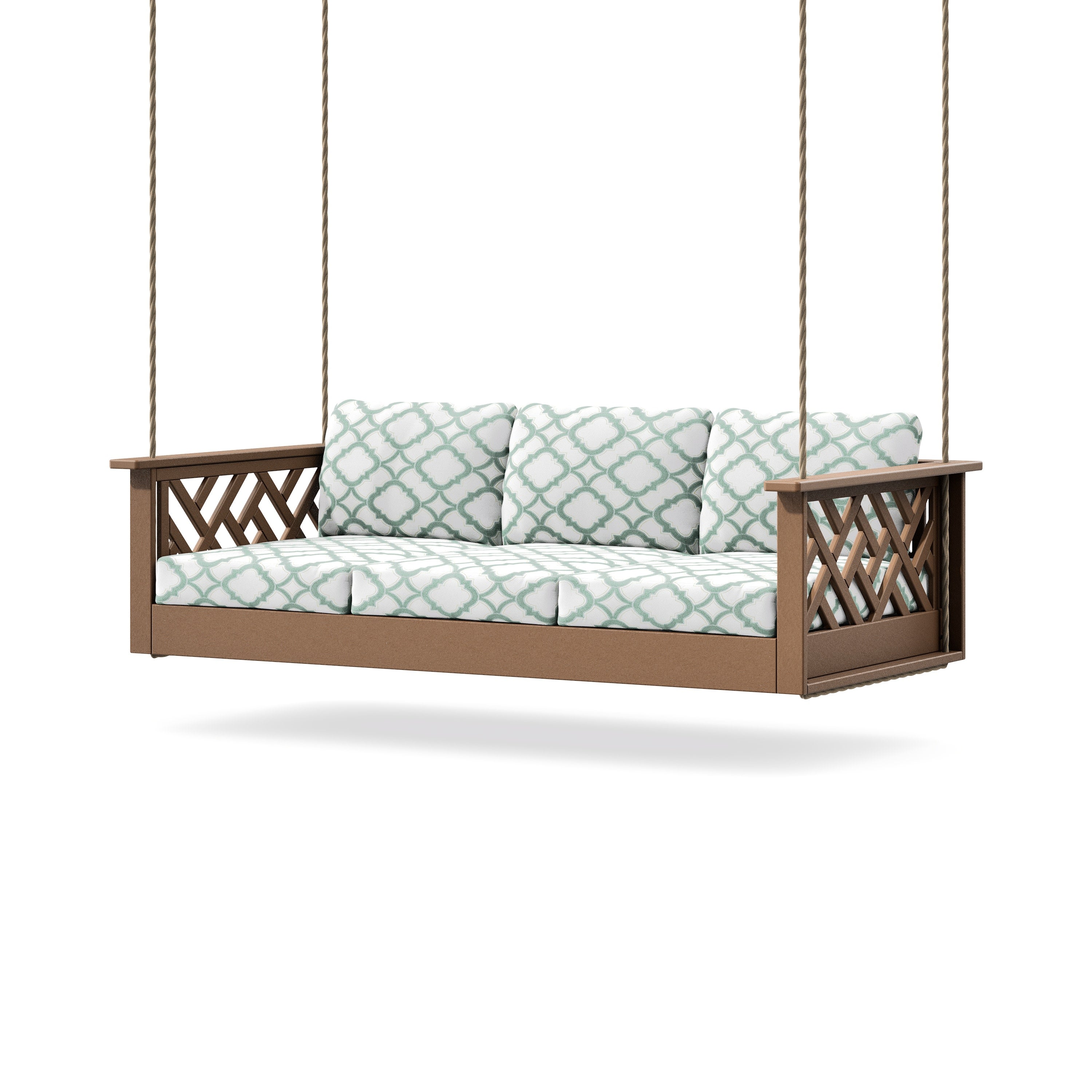Chippendale Daybed Swing in Teak / Trellis Glacier Spa