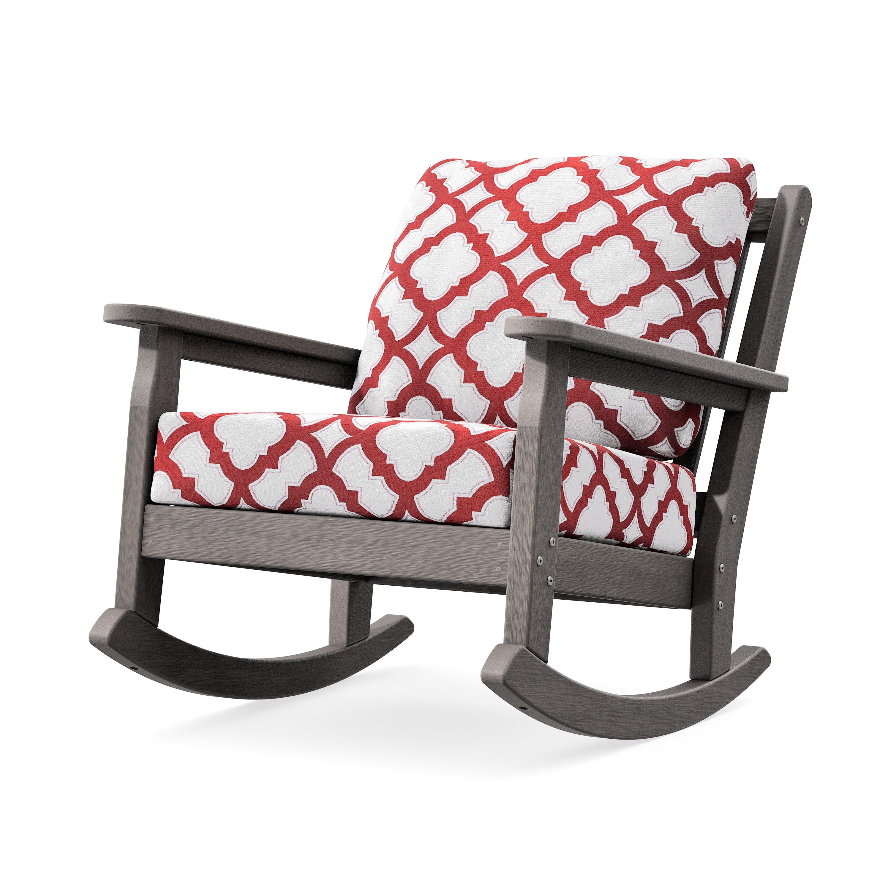 Chippendale Deep Seating Rocking Chair in Driftwood / Trellis Crimson
