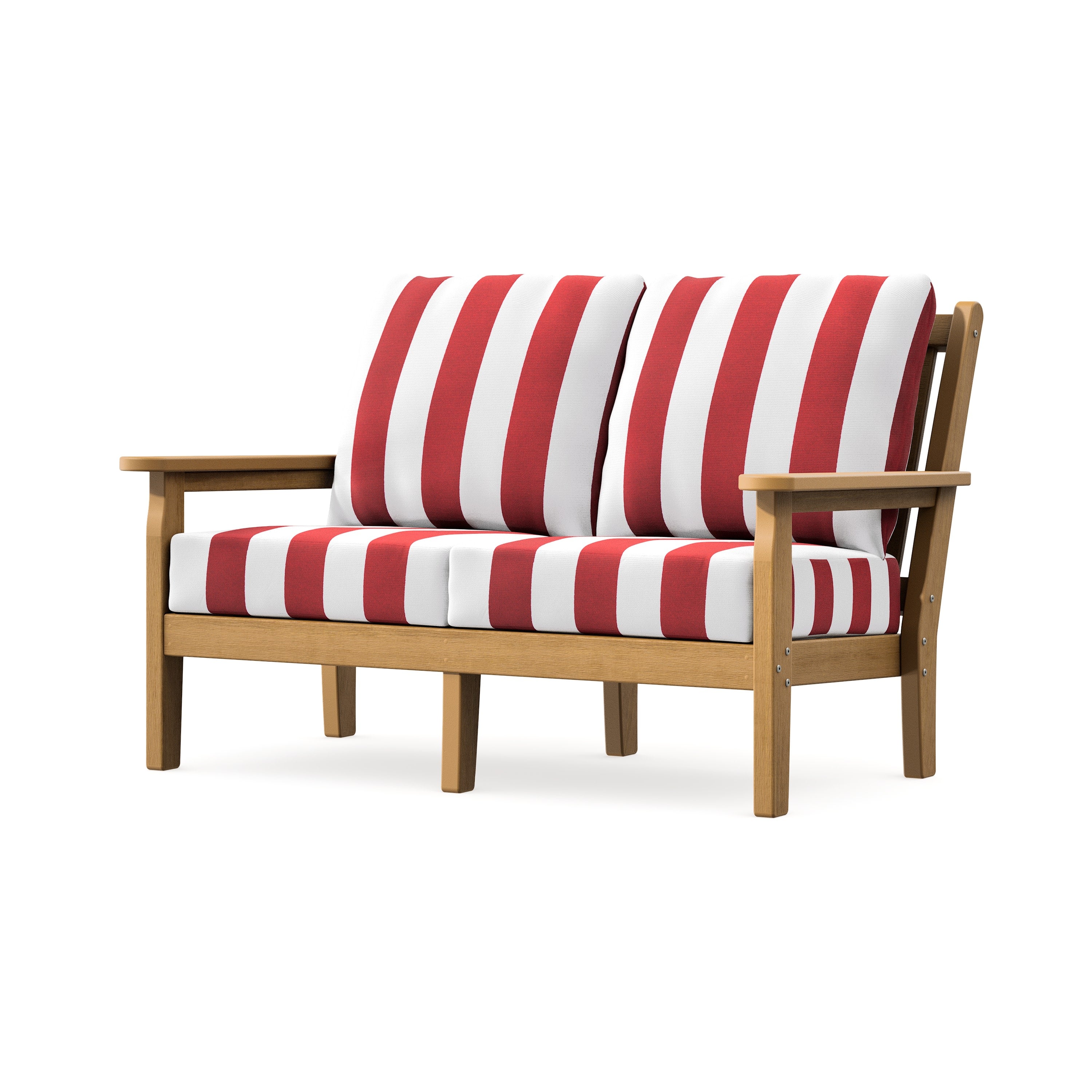 Chippendale Deep Seating Loveseat in Natural / Cabana Stripe Crimson