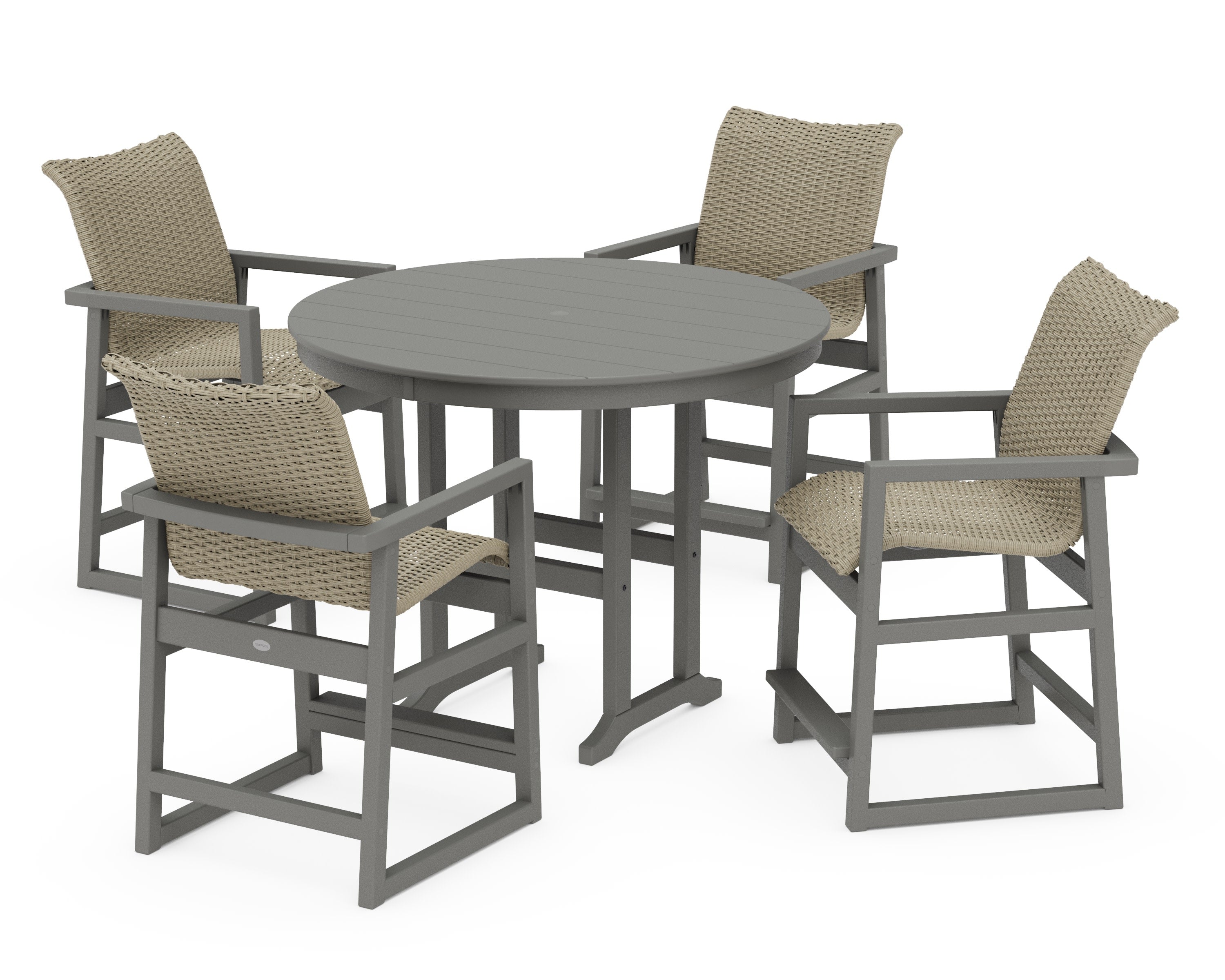 EDGE Woven 5-Piece Round Farmhouse Counter Set