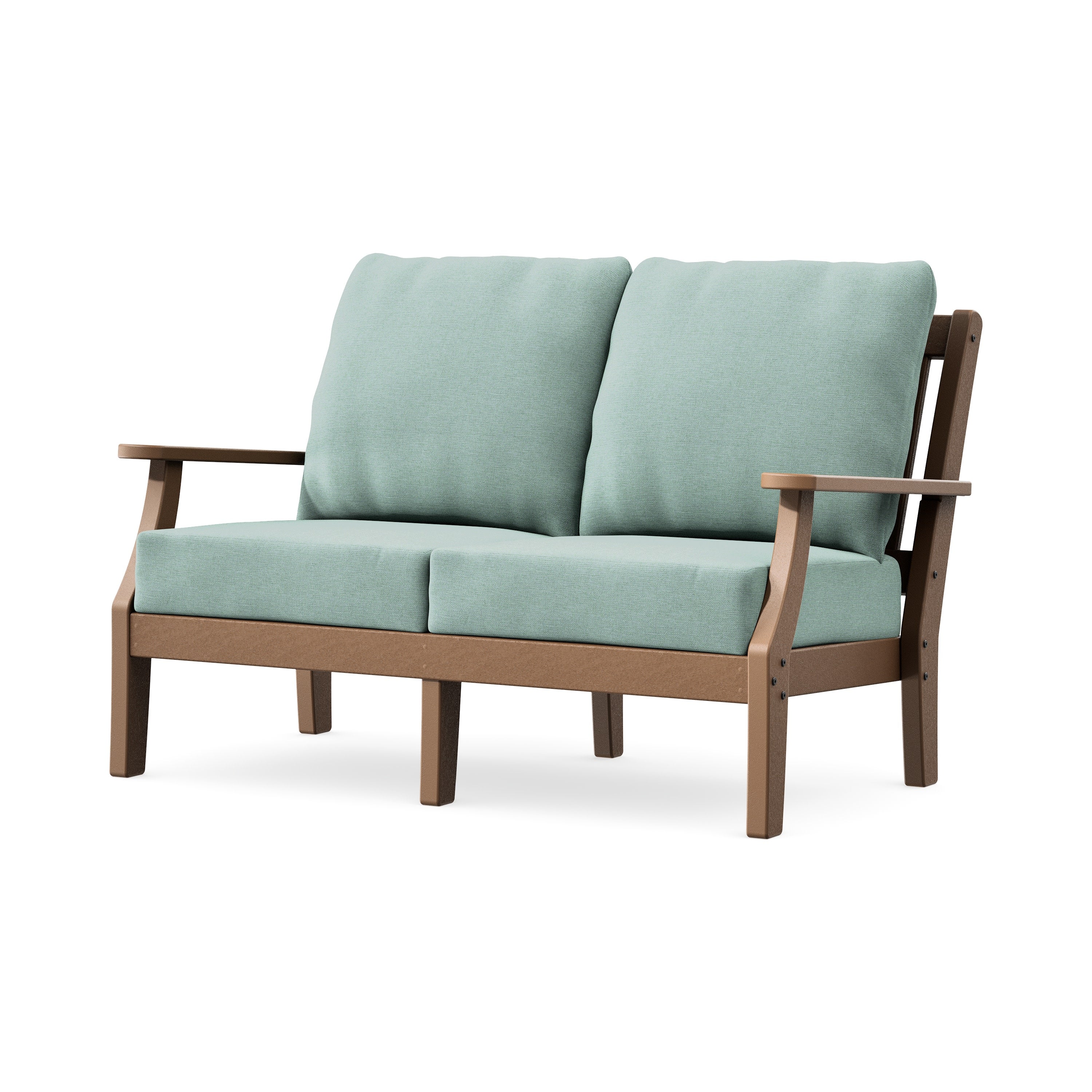 Chinoiserie Deep Seating Loveseat in Teak / Glacier Spa