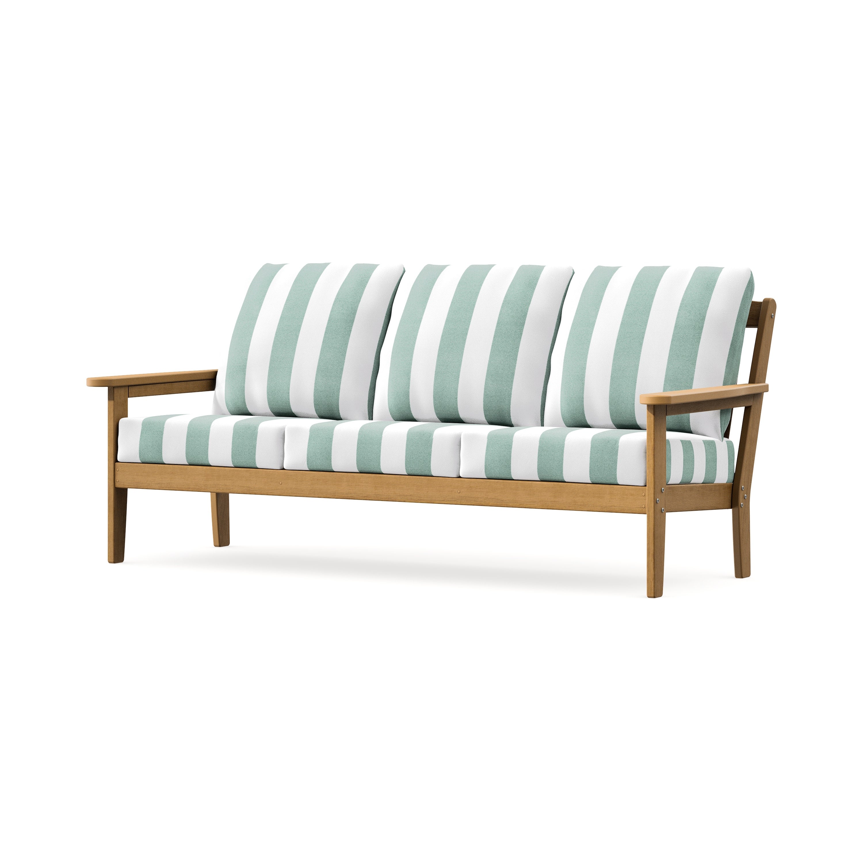 Cottage Deep Seating Sofa in Natural / Cabana Stripe Glacier Spa