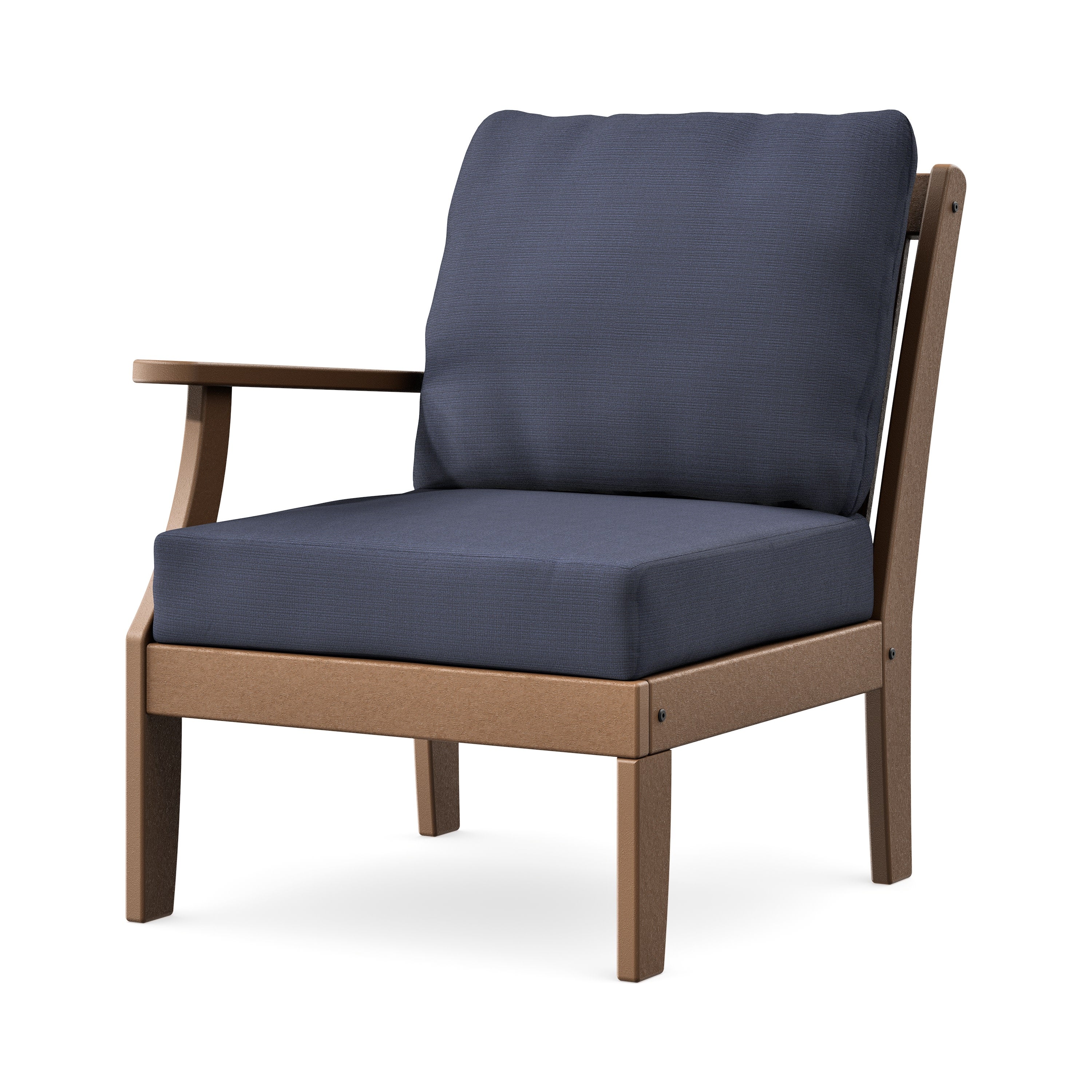 Braxton Modular Left Arm Chair in Teak / Navy Linen