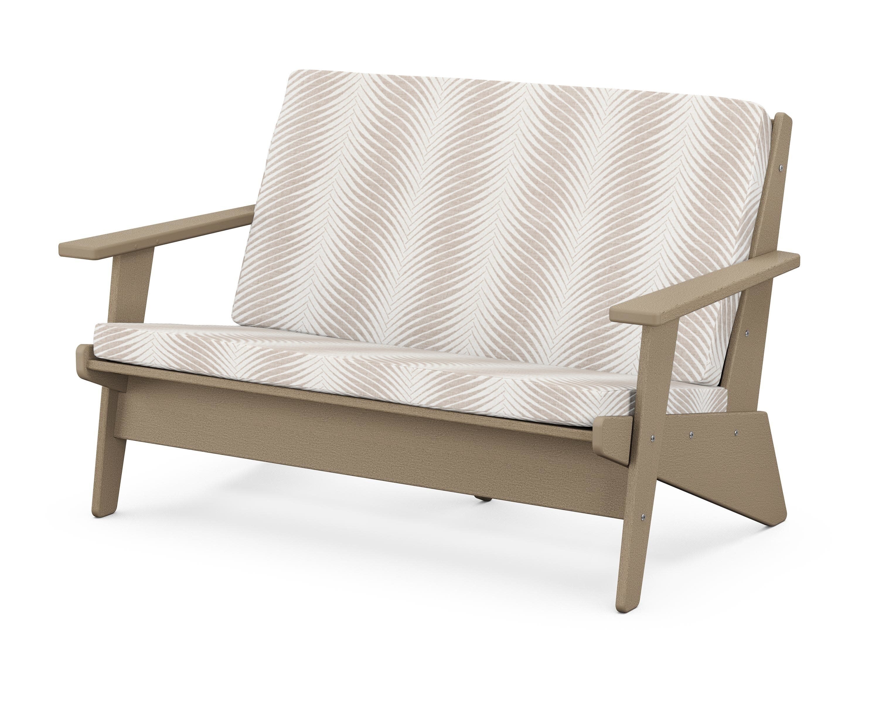 Riviera Modern Lounge Loveseat in Vintage Sahara / Clock Out Cloud