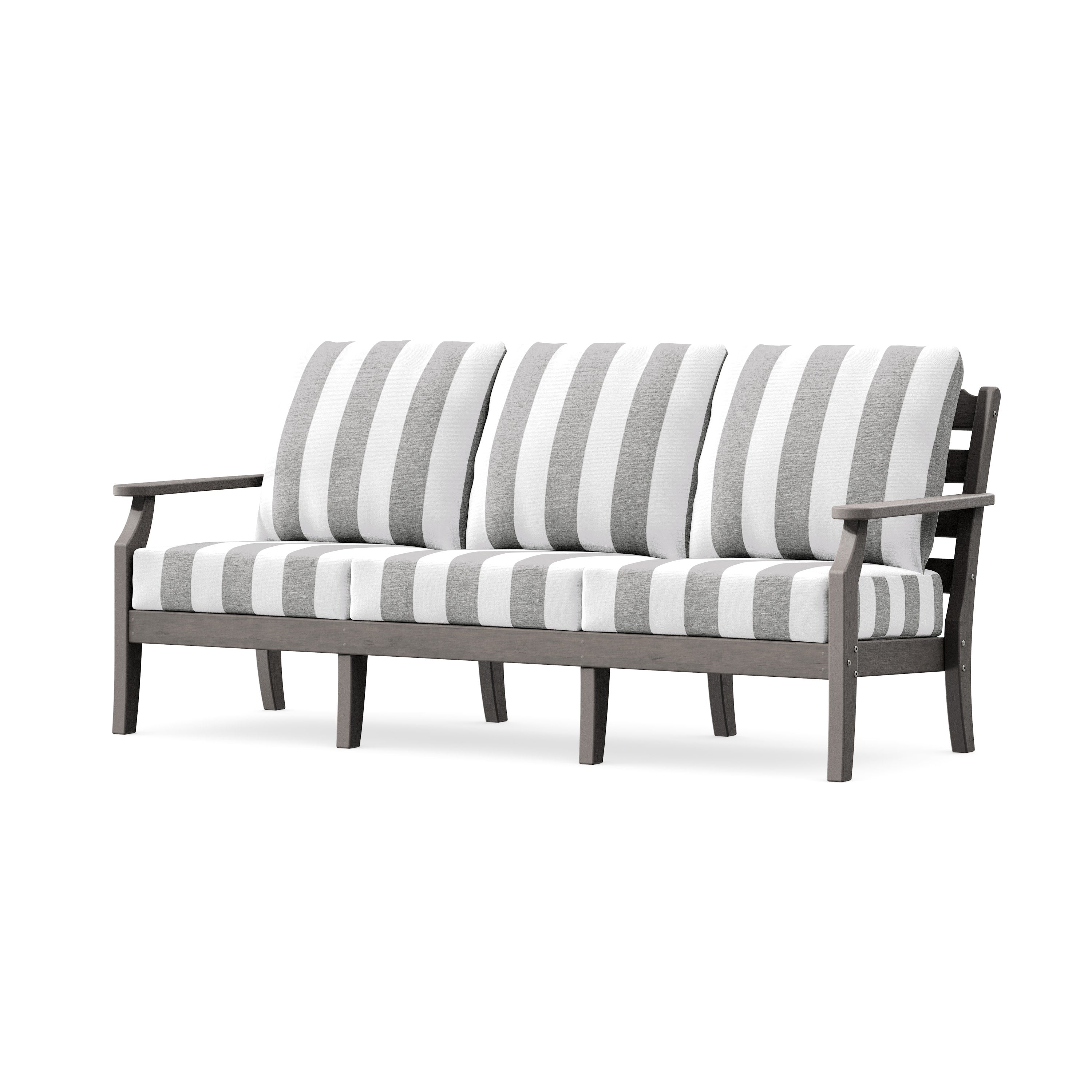 Savannah Deep Seating Sofa in Driftwood / Cabana Stripe Grey Mist