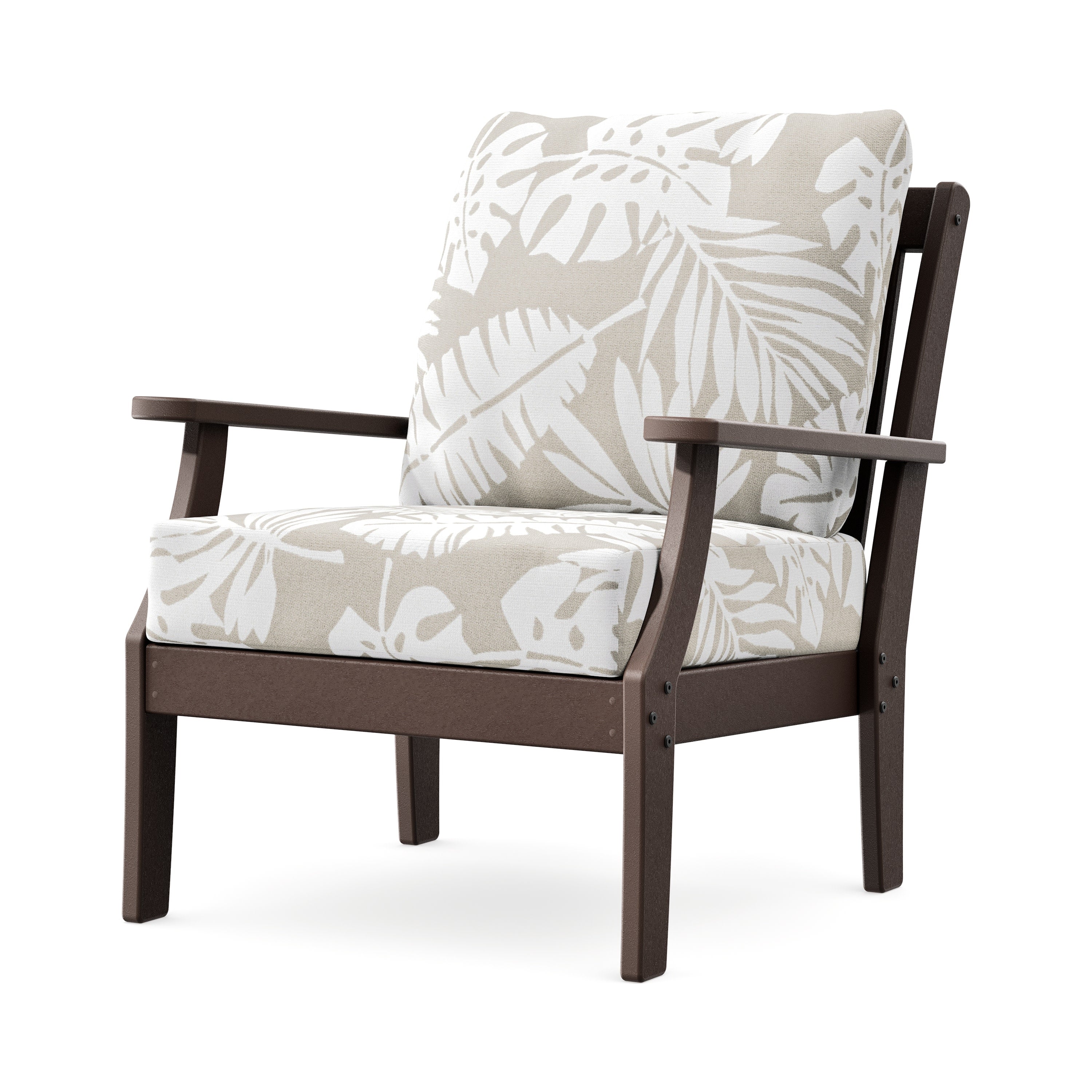 Braxton Deep Seating Chair in Mahogany / Leaf Dune Burlap