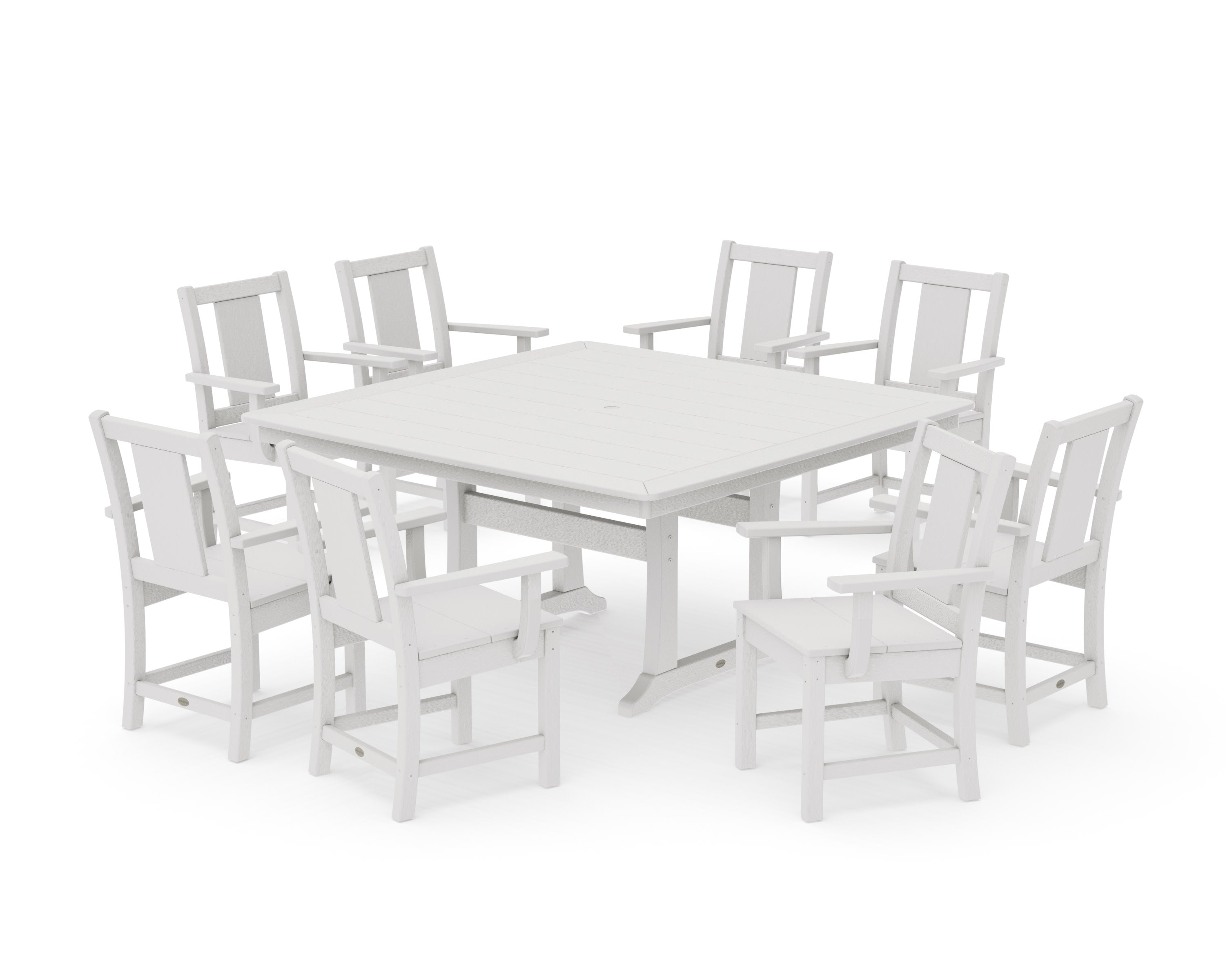 Prairie 9-Piece Square Dining Set with Trestle Legs in Vintage White