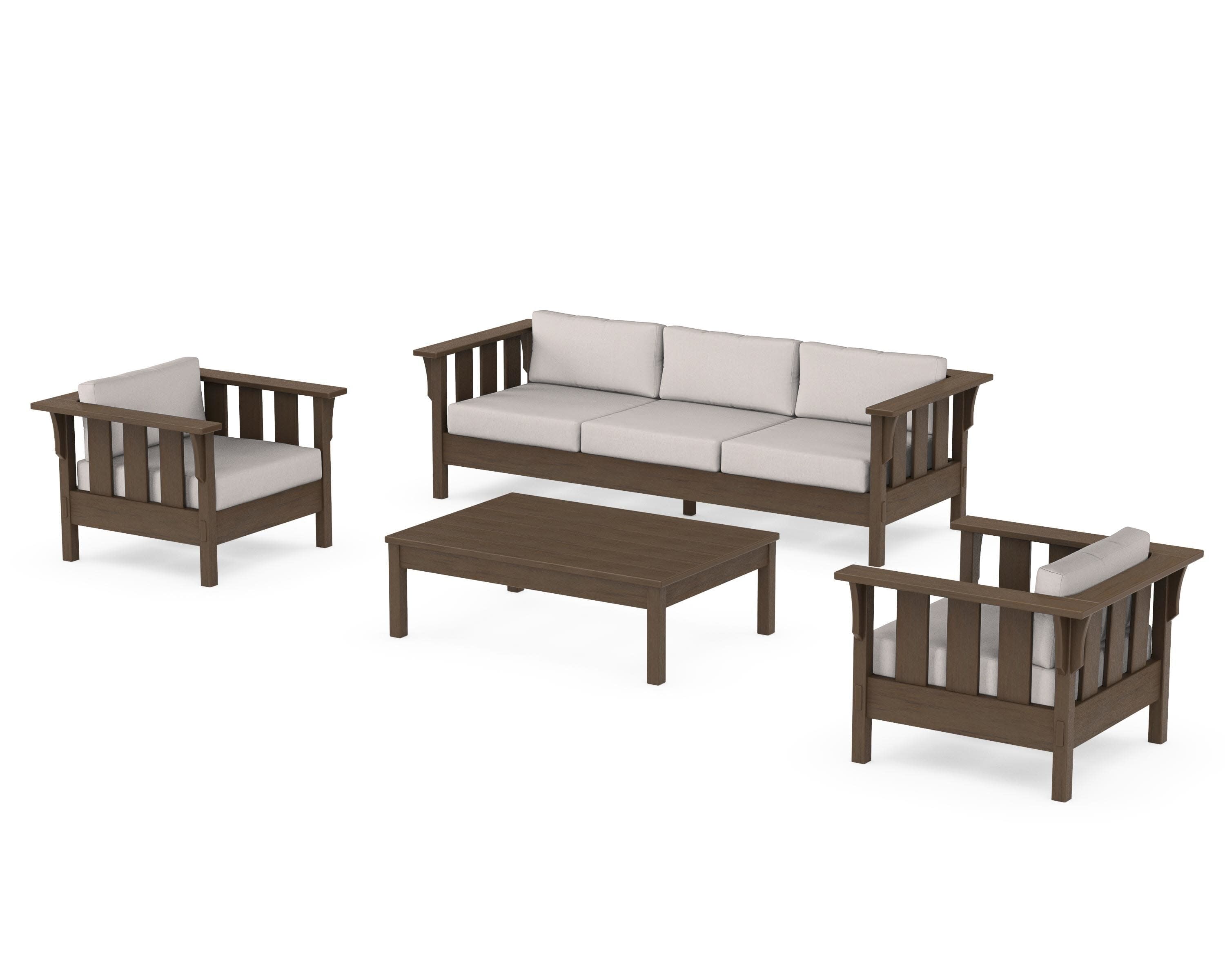 Acadia 4-Piece Deep Seating Set with Sofa in Kona / Dune Burlap