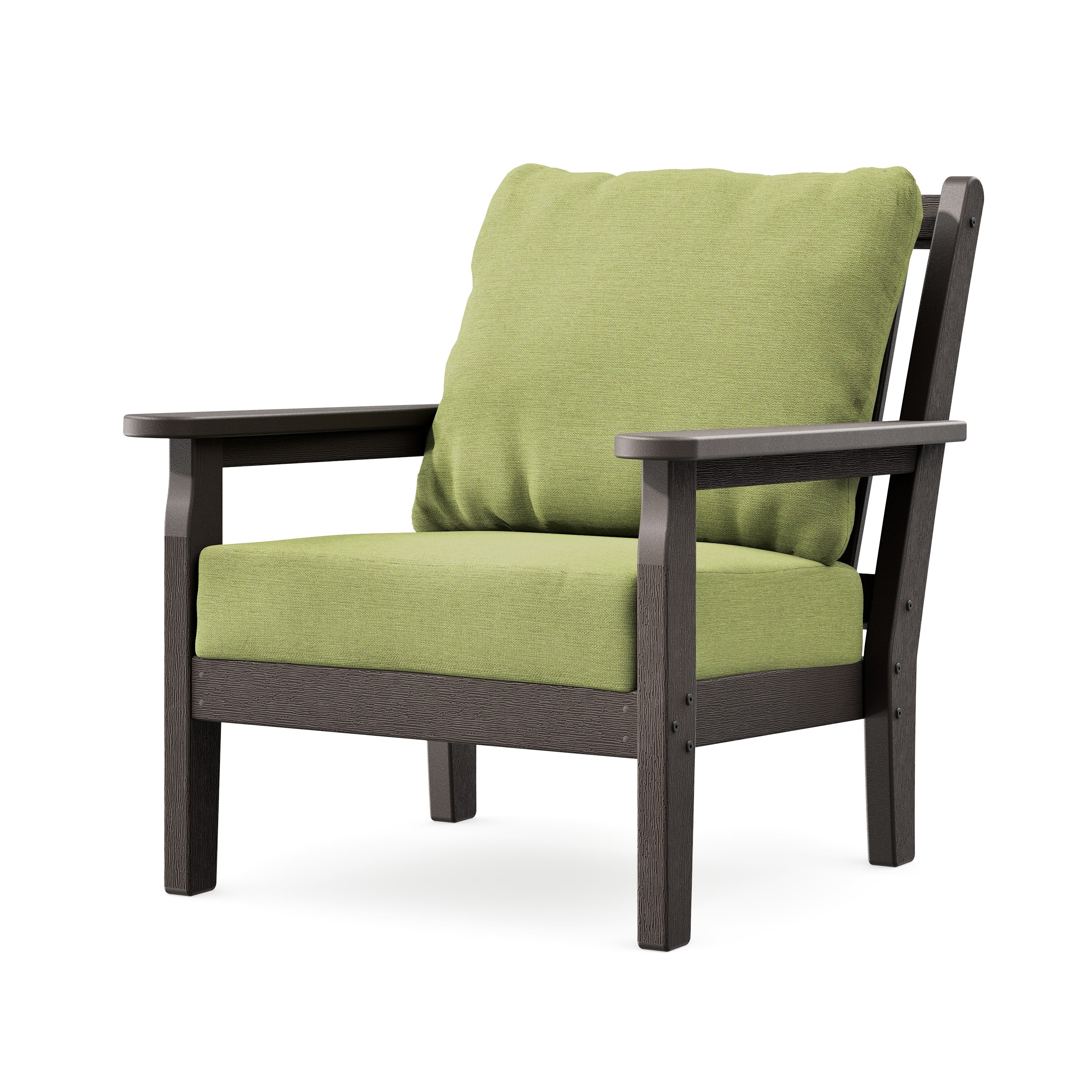 Chippendale Deep Seating Chair in Vintage Coffee / Chartreuse Boucle