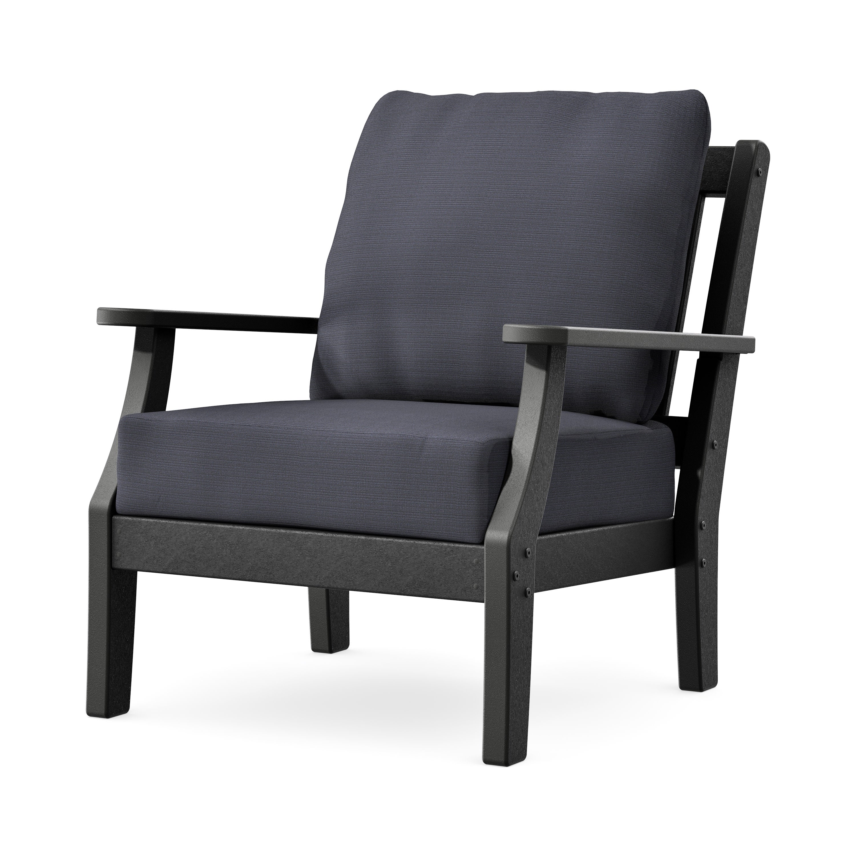 Chinoiserie Deep Seating Chair in Black / Midnight Linen