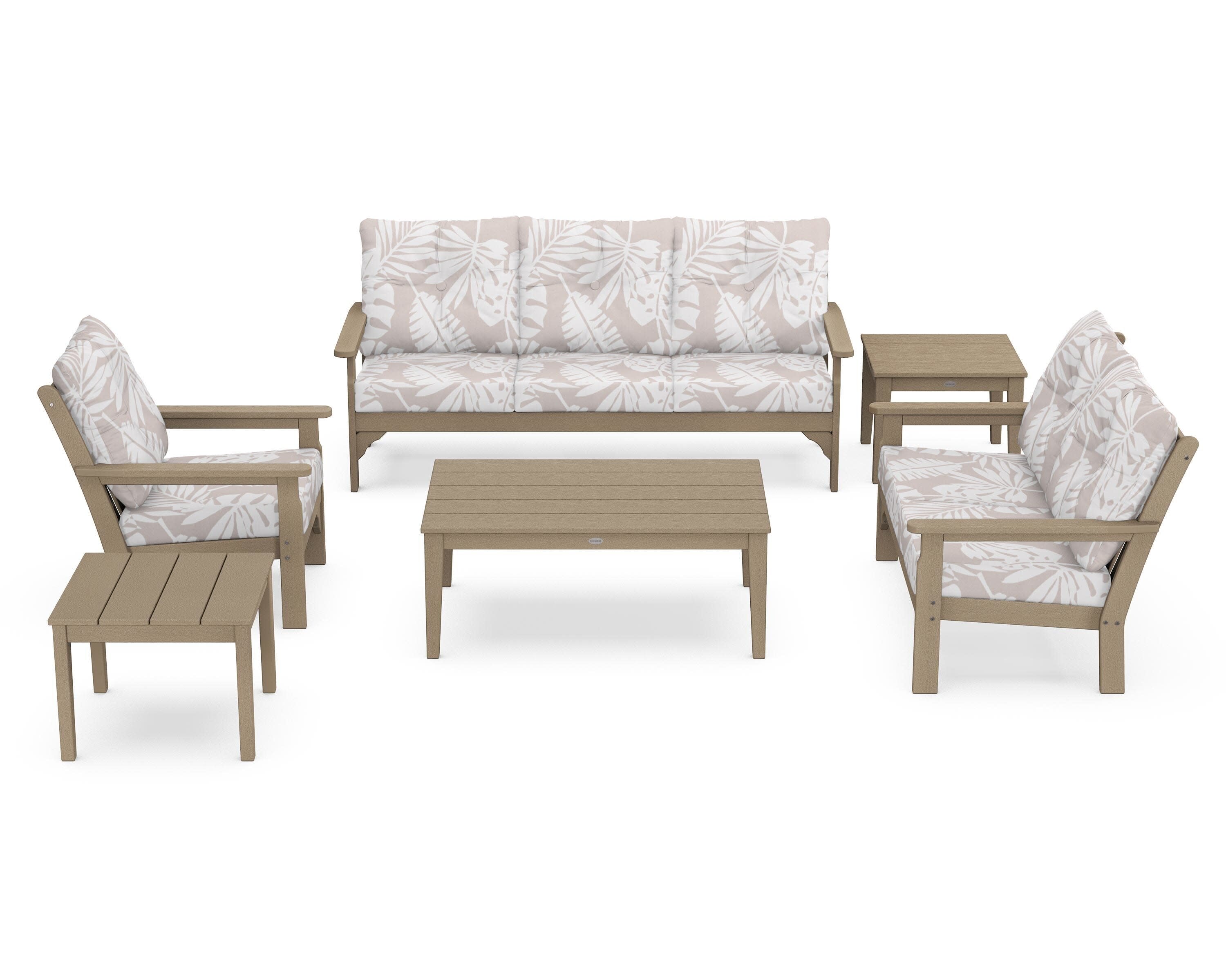 Vineyard 6-Piece Deep Seating Set in Vintage Sahara / Leaf Dune Burlap