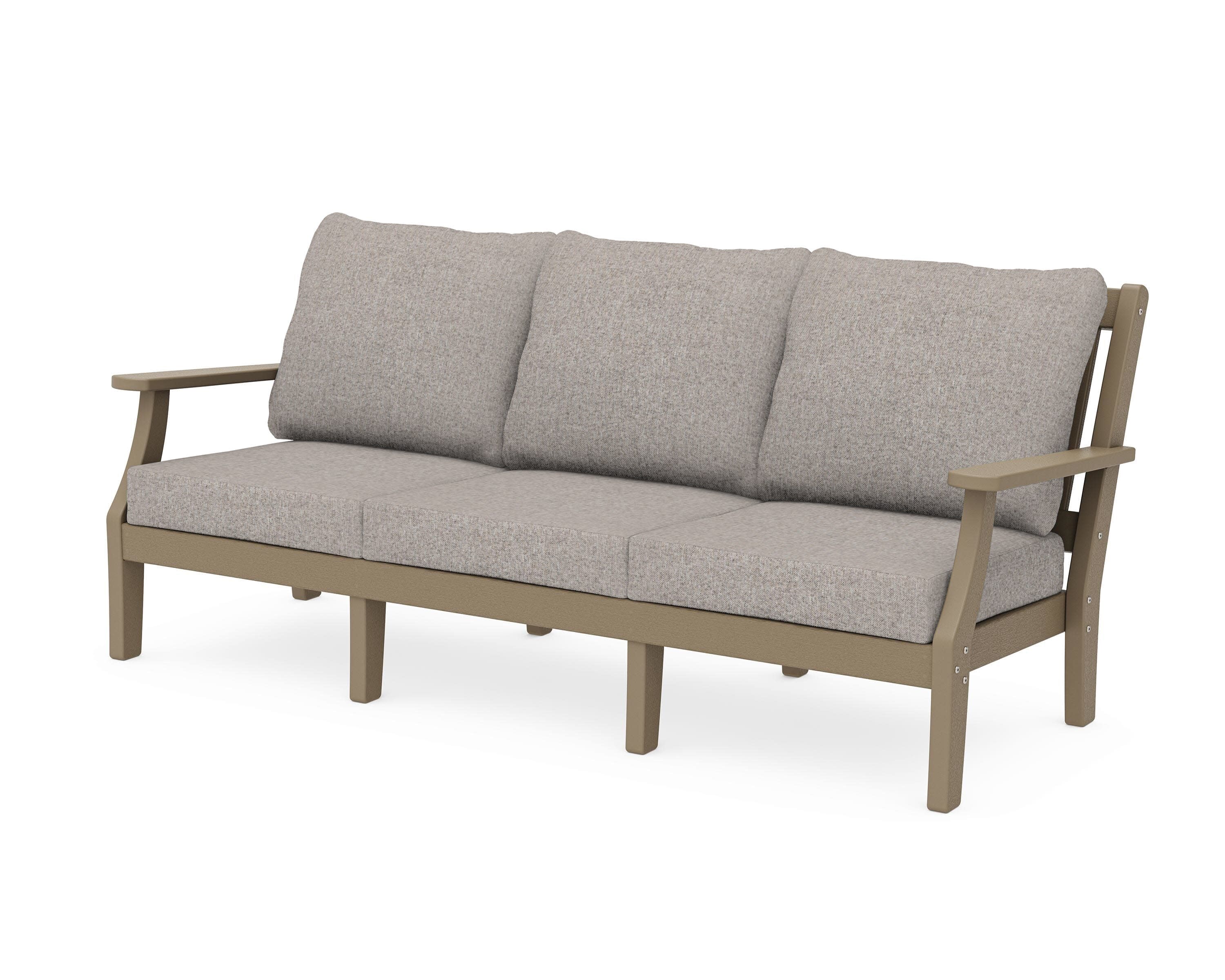 Chinoiserie Deep Seating Sofa in Vintage Sahara / Weathered Tweed
