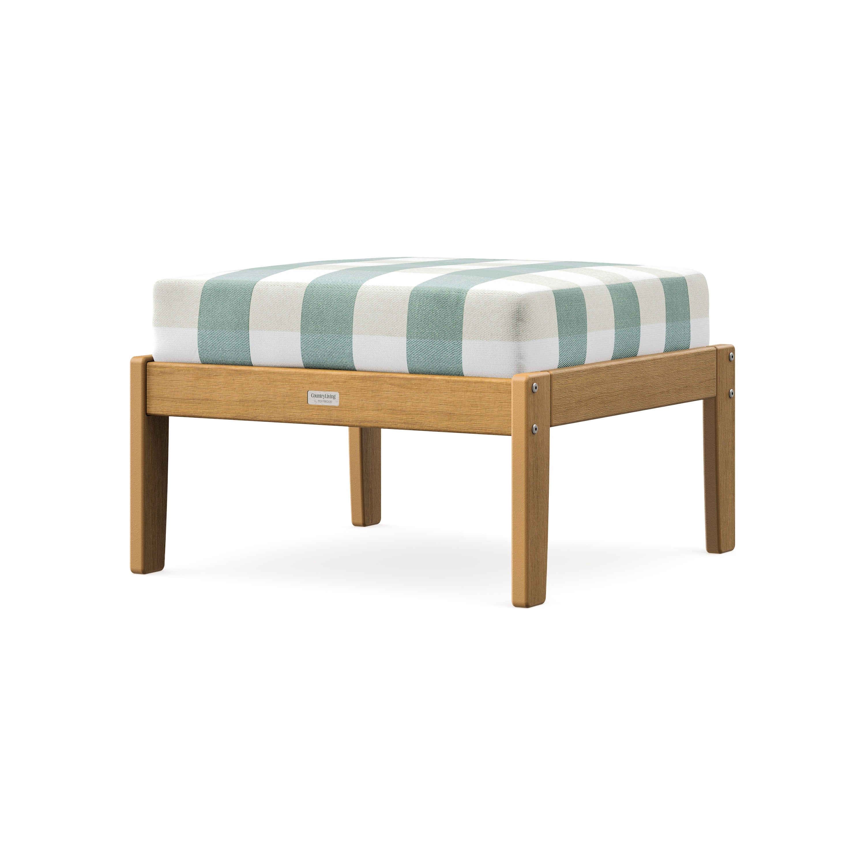 Cottage Deep Seating Ottoman in Natural / Buffalo Plaid Glacier Spa