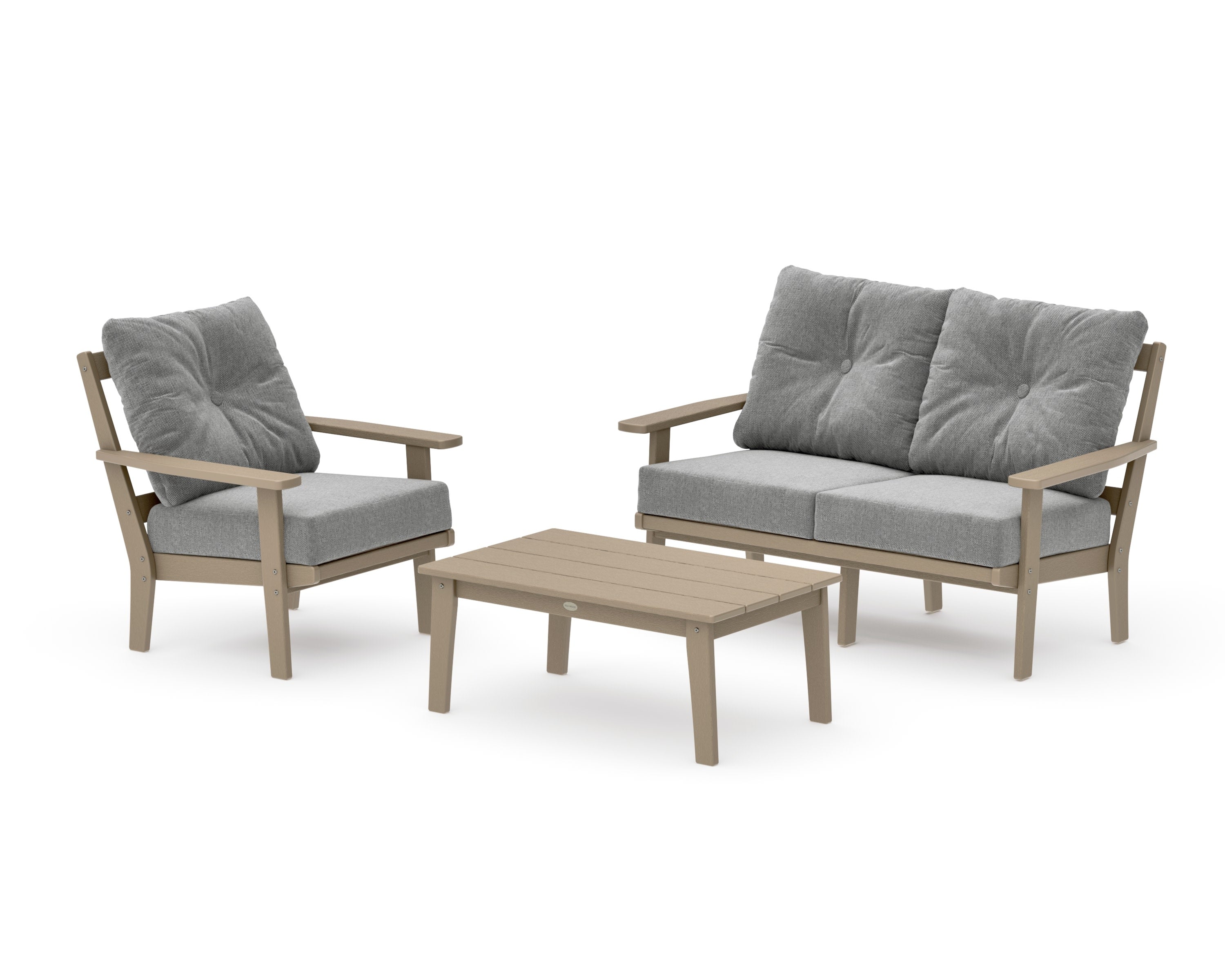 Prairie 3-Piece Deep Seating Set with Loveseat in Vintage Sahara / Grey Mist