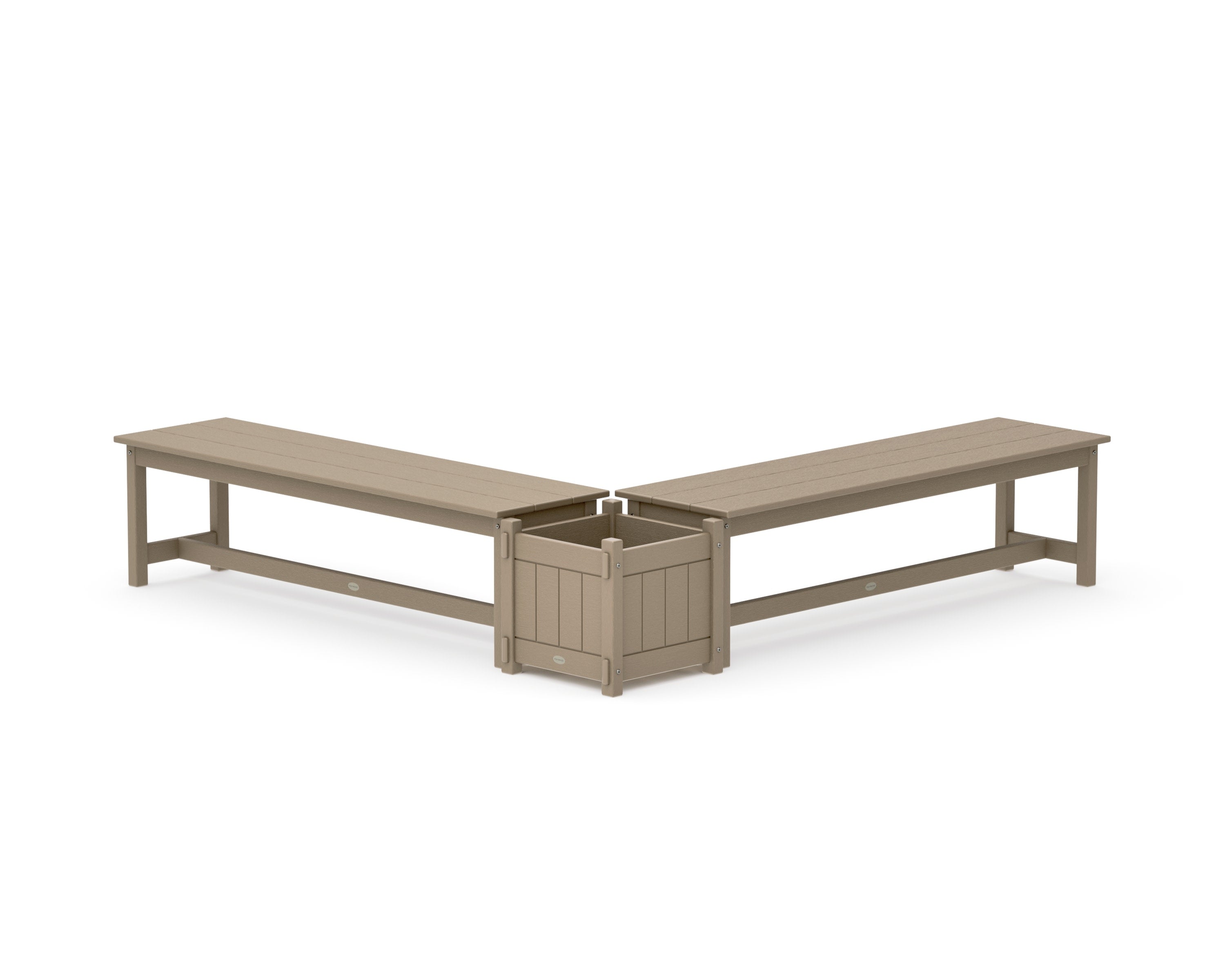 60" Vineyard L- Shaped Planter Bench Set in Vintage Sahara