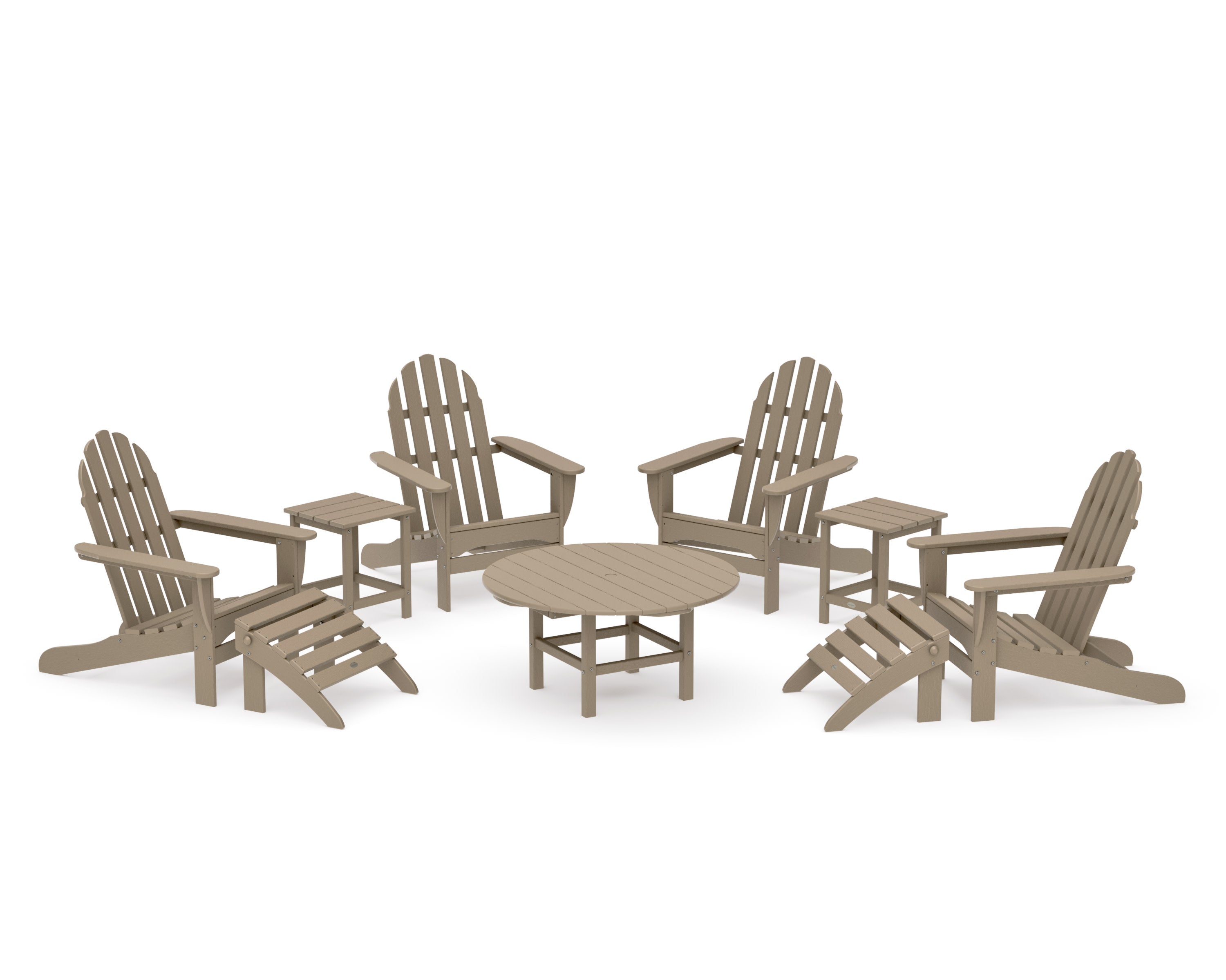 Classic Adirondack Chair 9-Piece Conversation Set in Vintage Sahara