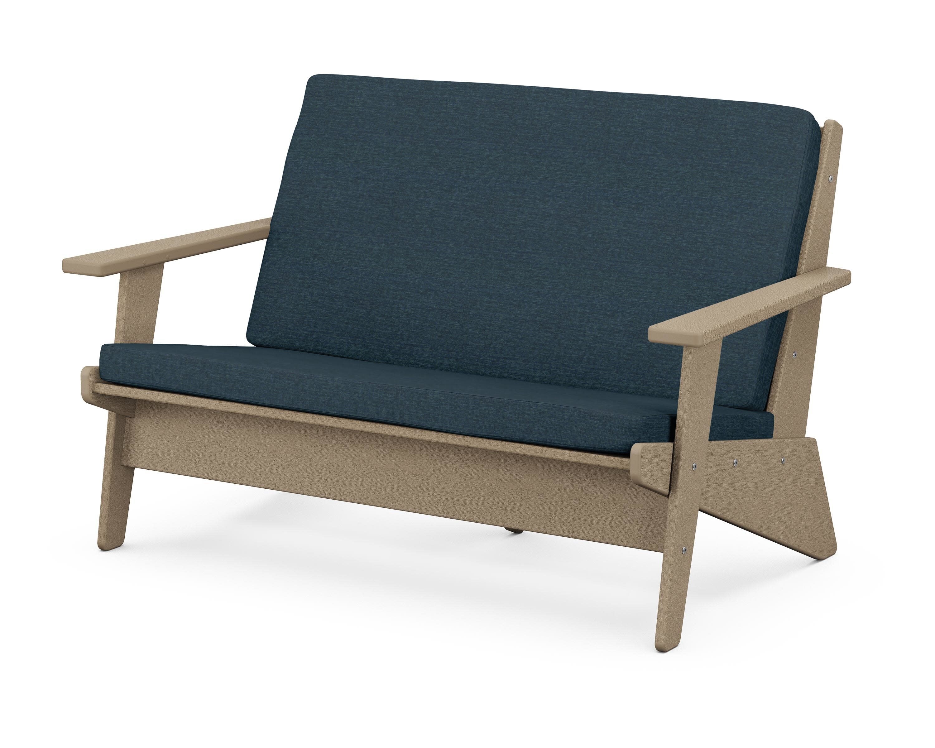 Riviera Modern Lounge Loveseat in Vintage Sahara / Platform Indigo