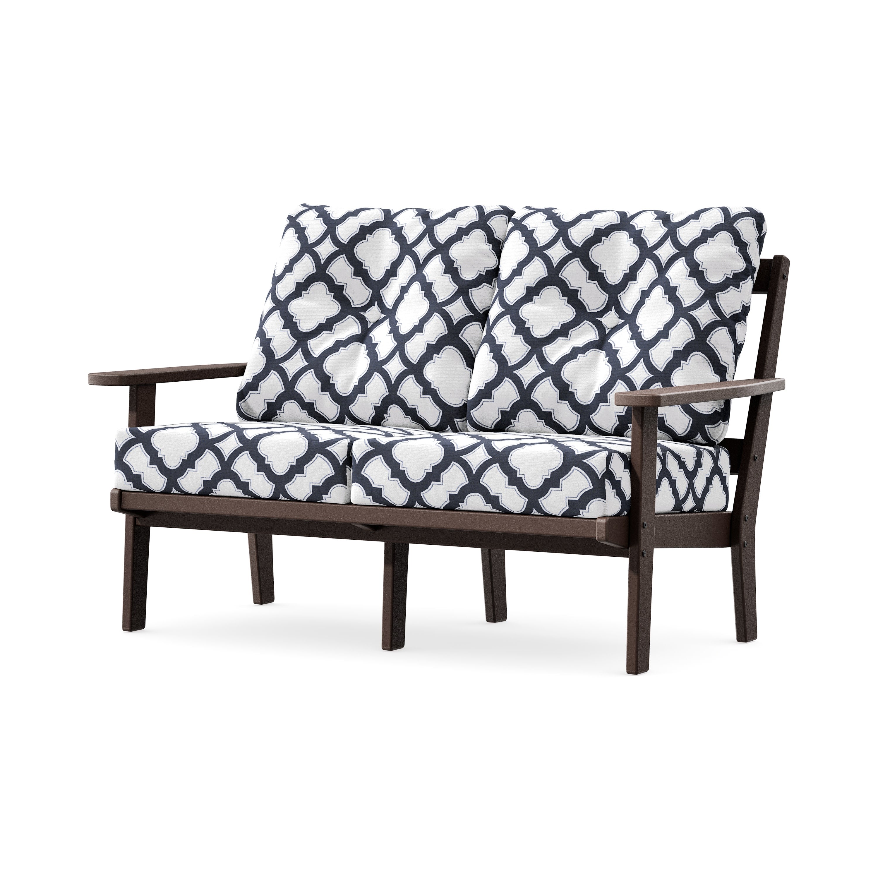 Prairie Deep SeatingLoveseat in Mahogany / Trellis Navy