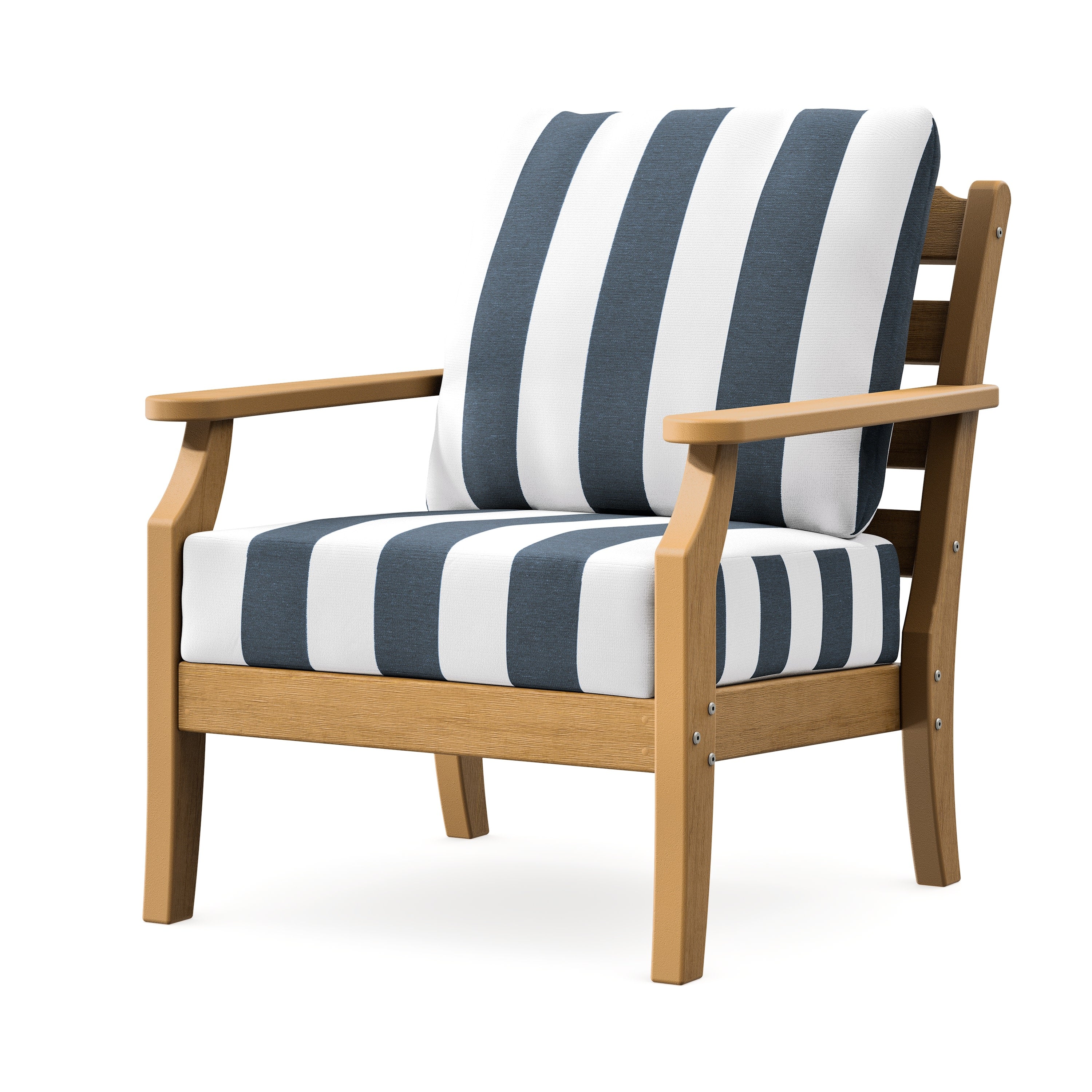 Savannah Deep Seating Chair in Natural / Cabana Stripe Marine Indigo