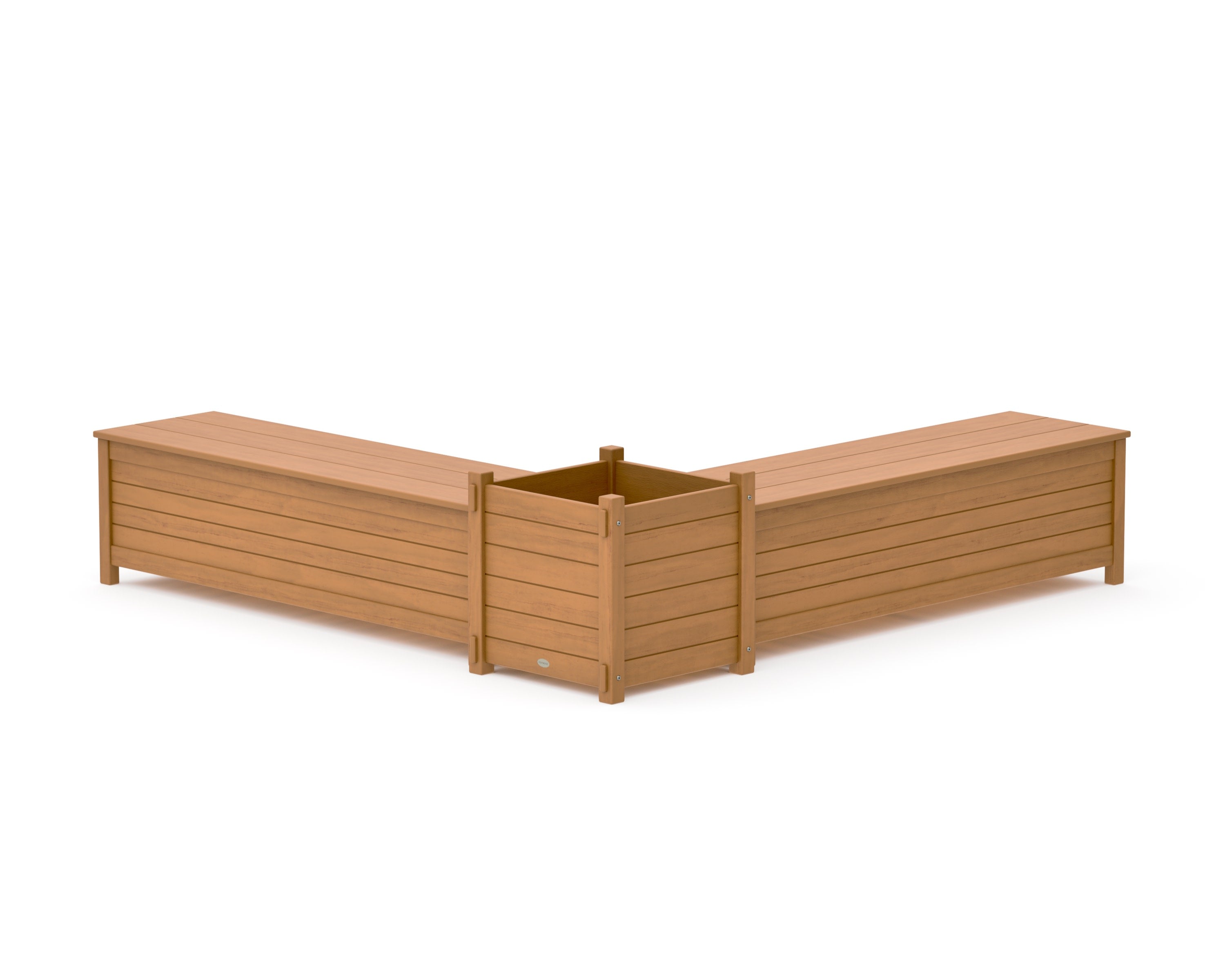 60" Nautical L- Shaped Planter Storage Bench Set- Large in Natural