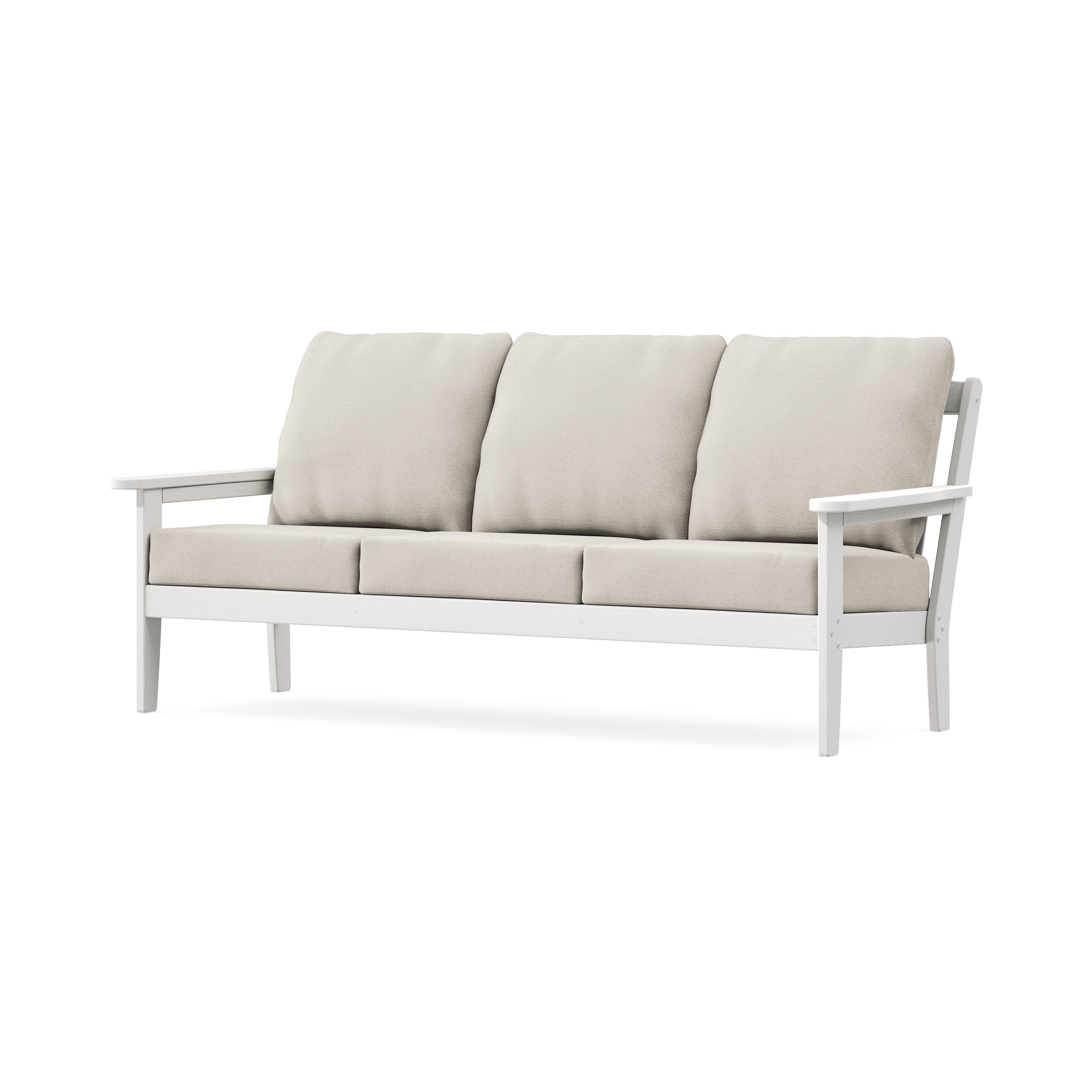 Cottage Deep Seating Sofa in Vintage White / Dune Burlap