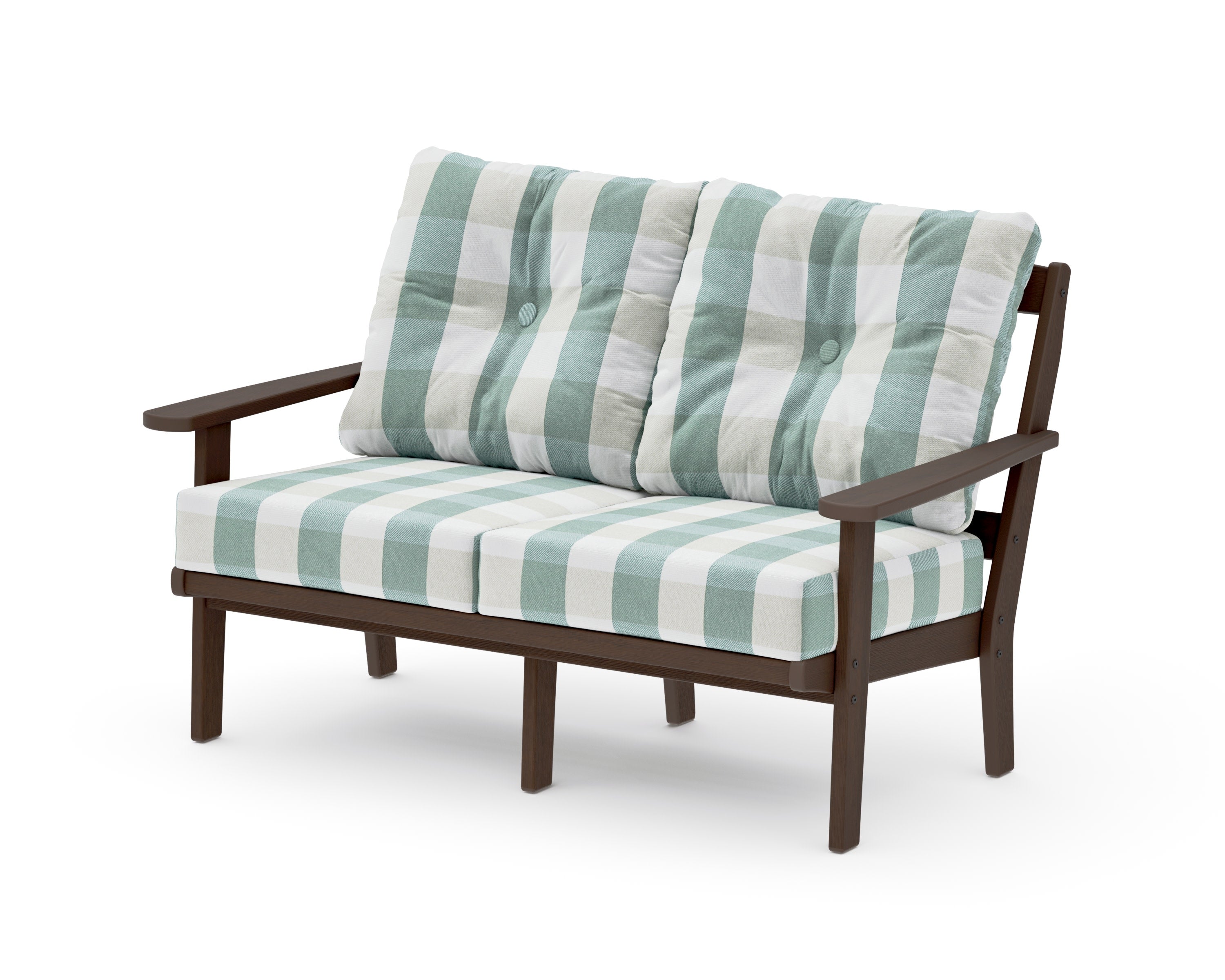 Mission Deep SeatingLoveseat in Kona / Buffalo Plaid Glacier Spa