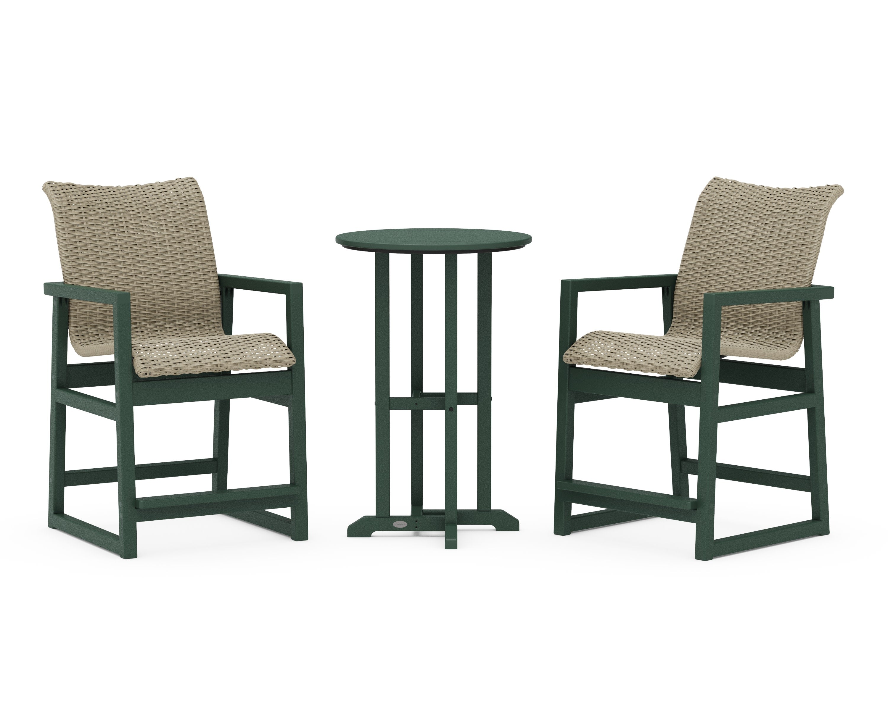 EDGE Woven 3-Piece Farmhouse Counter Set in Green / Dune Grass