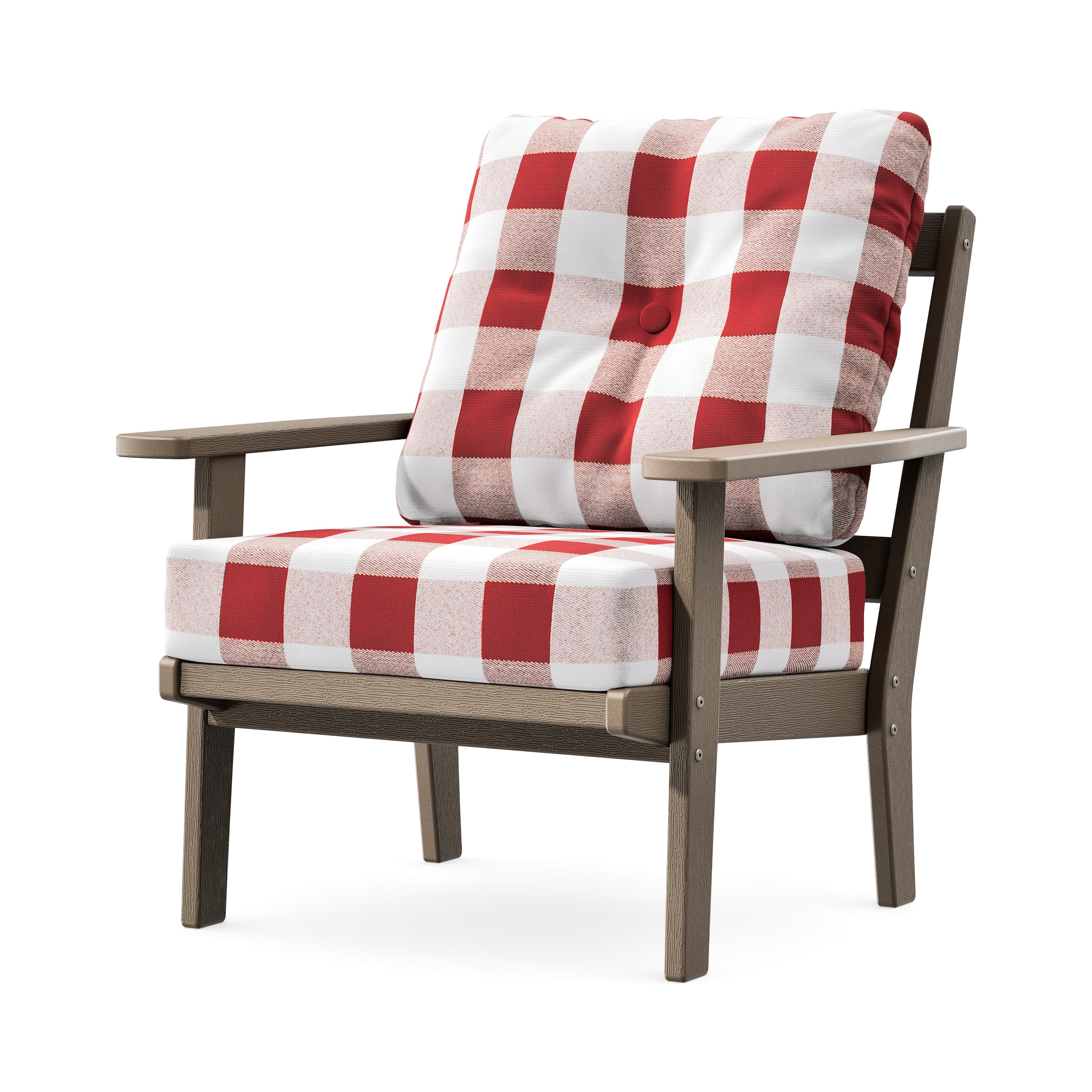 Prairie Deep Seating Chair in Vintage Sahara / Buffalo Plaid Crimson