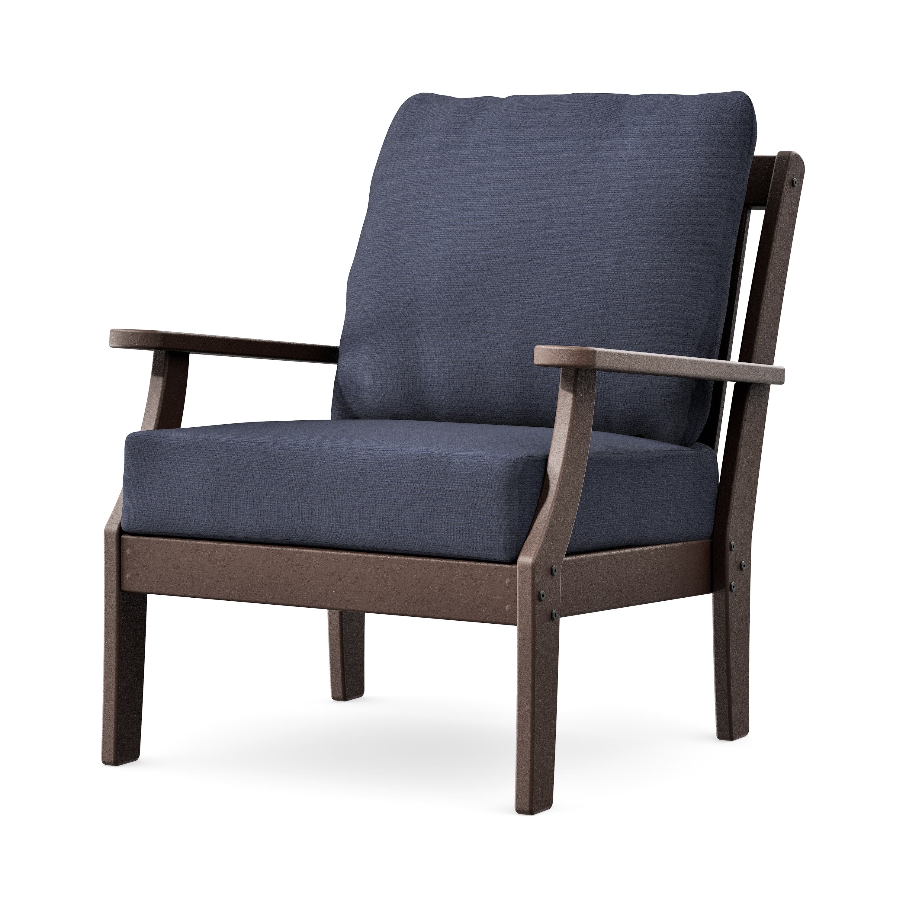 Braxton Deep Seating Chair in Mahogany / Navy Linen