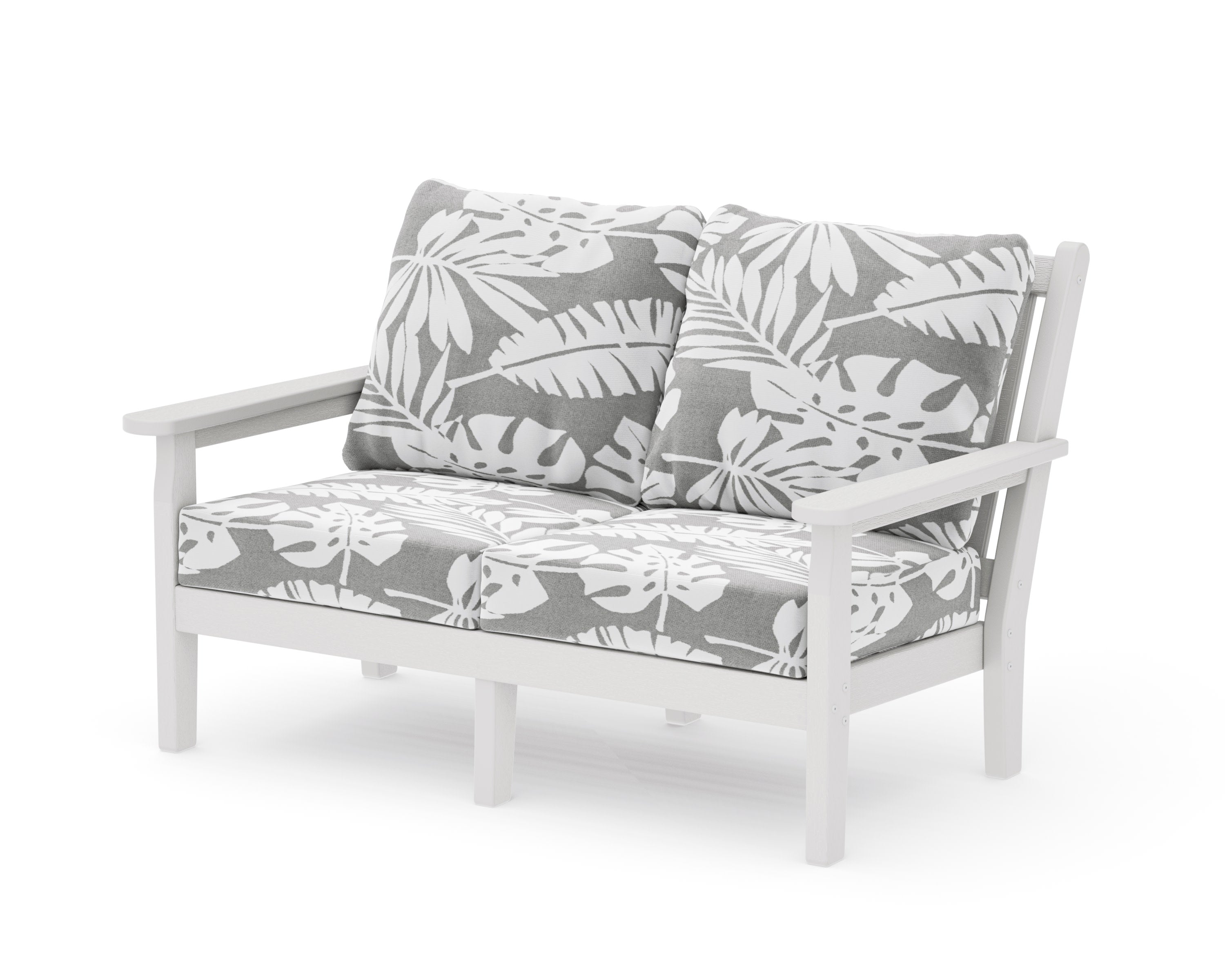 Chippendale Deep Seating Loveseat in Vintage White / Leaf Grey Mist
