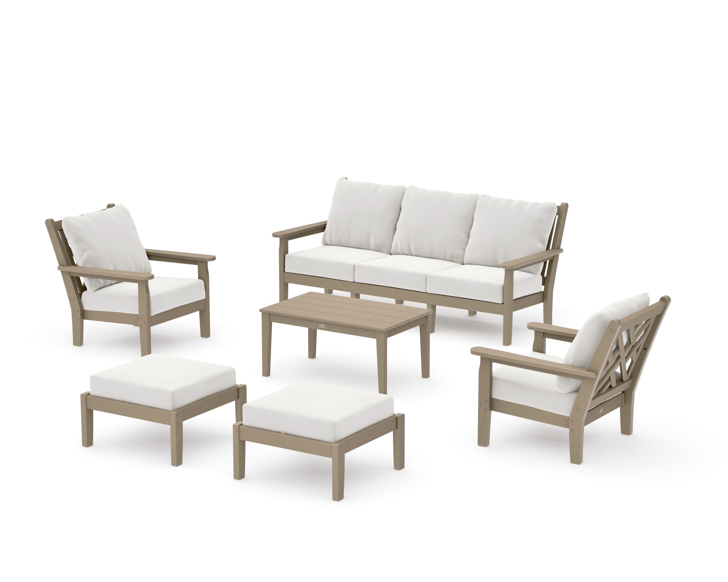 Chippendale 6-Piece Lounge Sofa Set in Vintage Sahara / Natural Linen