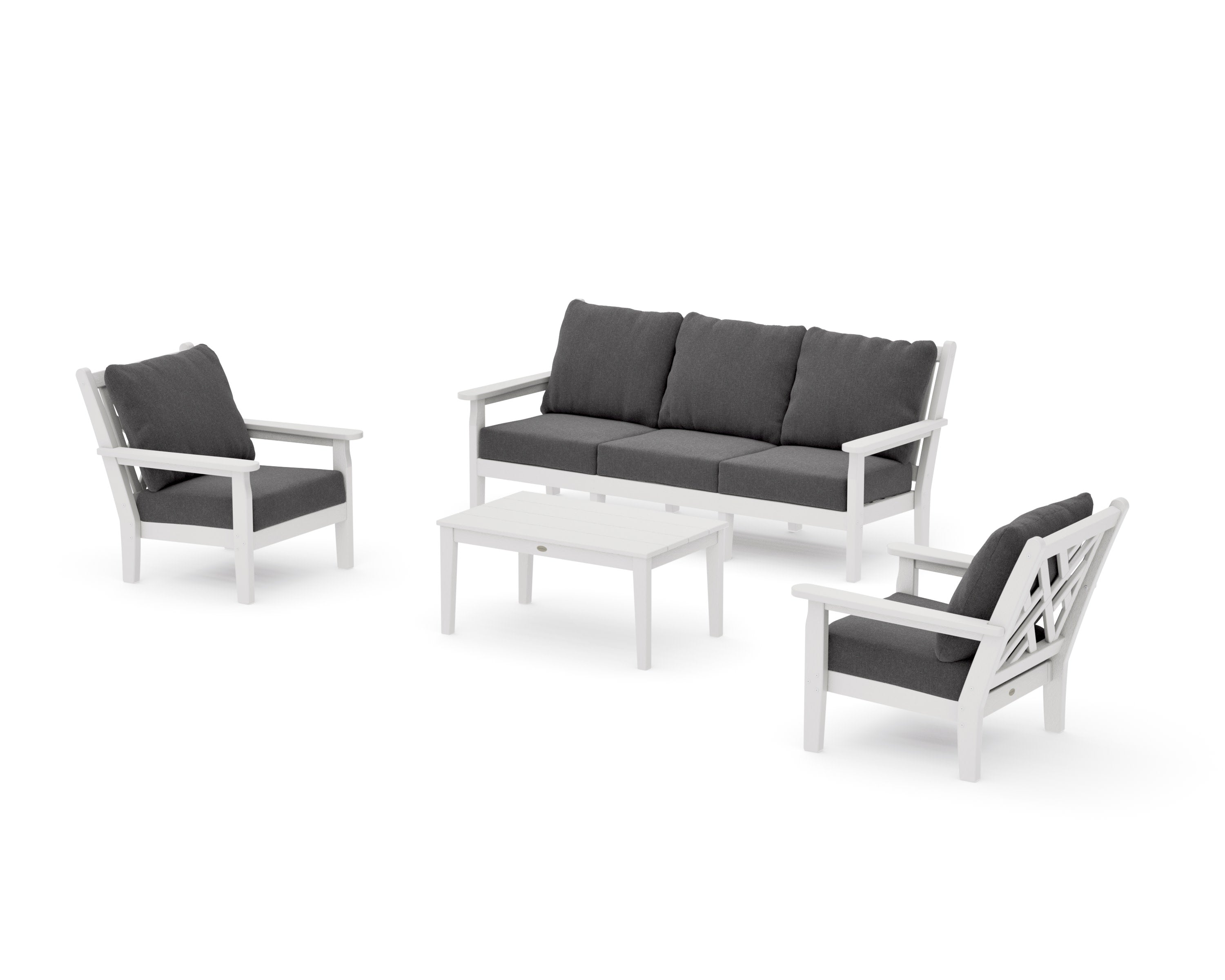 Chippendale 4-Piece Deep Seating Set with Sofa in Vintage White / Ash Charcoal