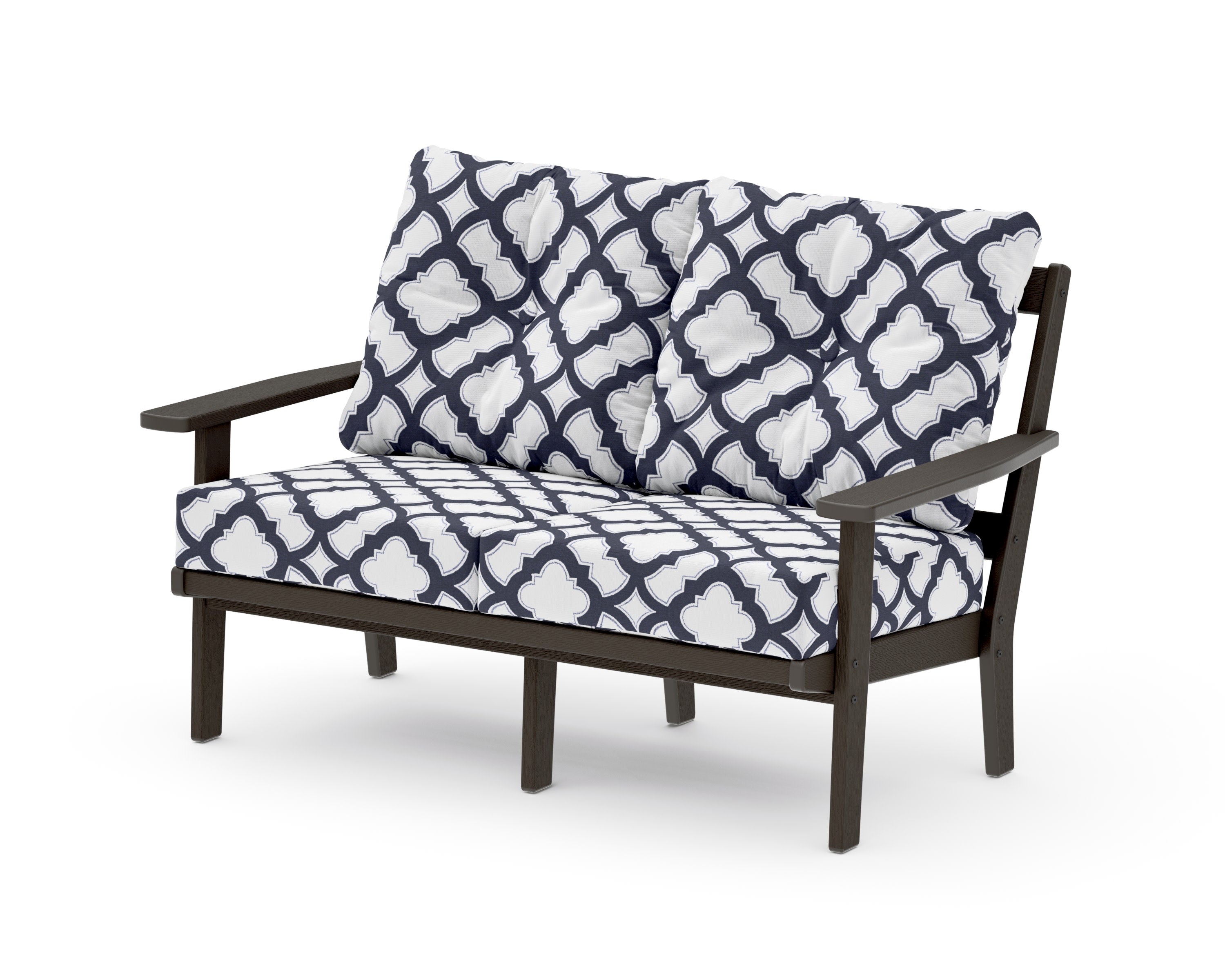 Prairie Deep SeatingLoveseat in Vintage Coffee / Trellis Navy