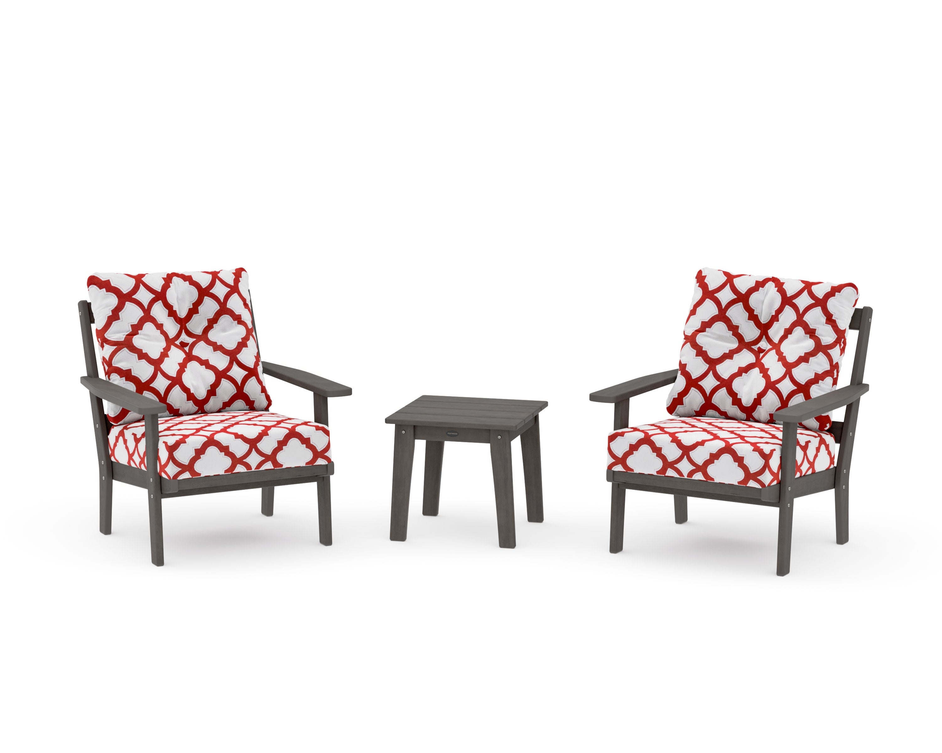 Oxford 3-Piece Deep Seating Set in Driftwood / Trellis Crimson
