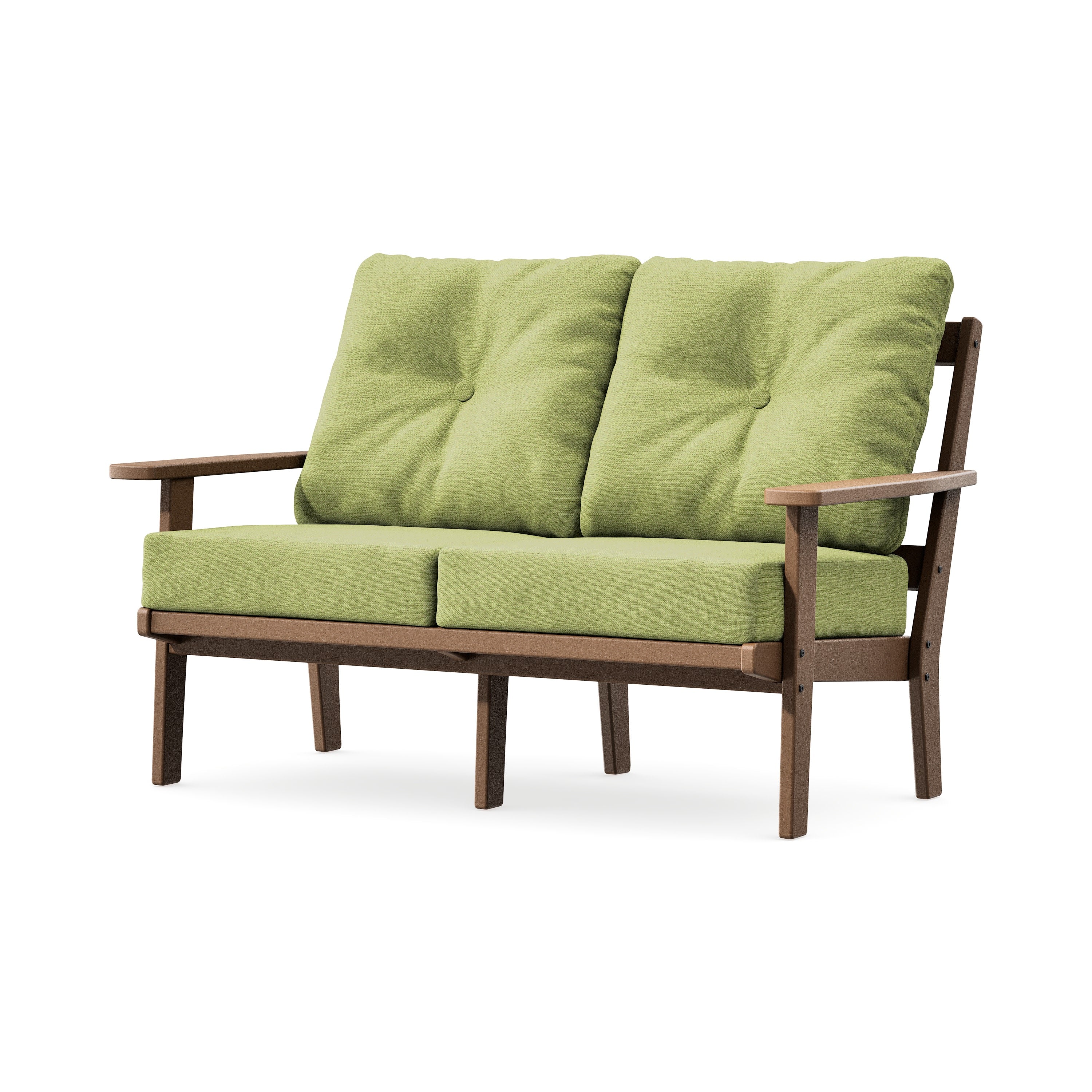 Prairie Deep SeatingLoveseat in Teak / Chartreuse Boucle