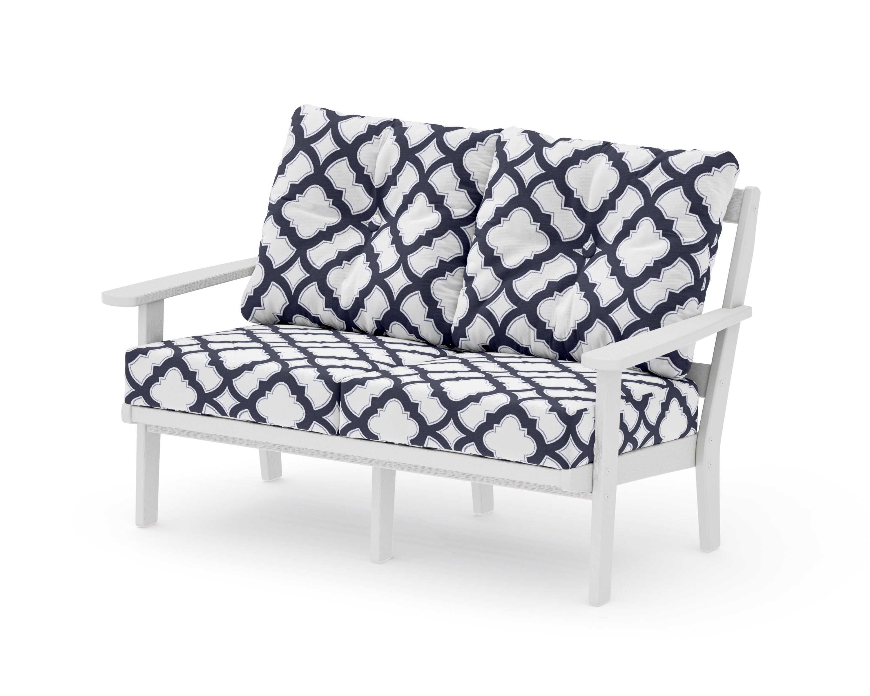 Mission Deep SeatingLoveseat in Vintage White / Trellis Navy
