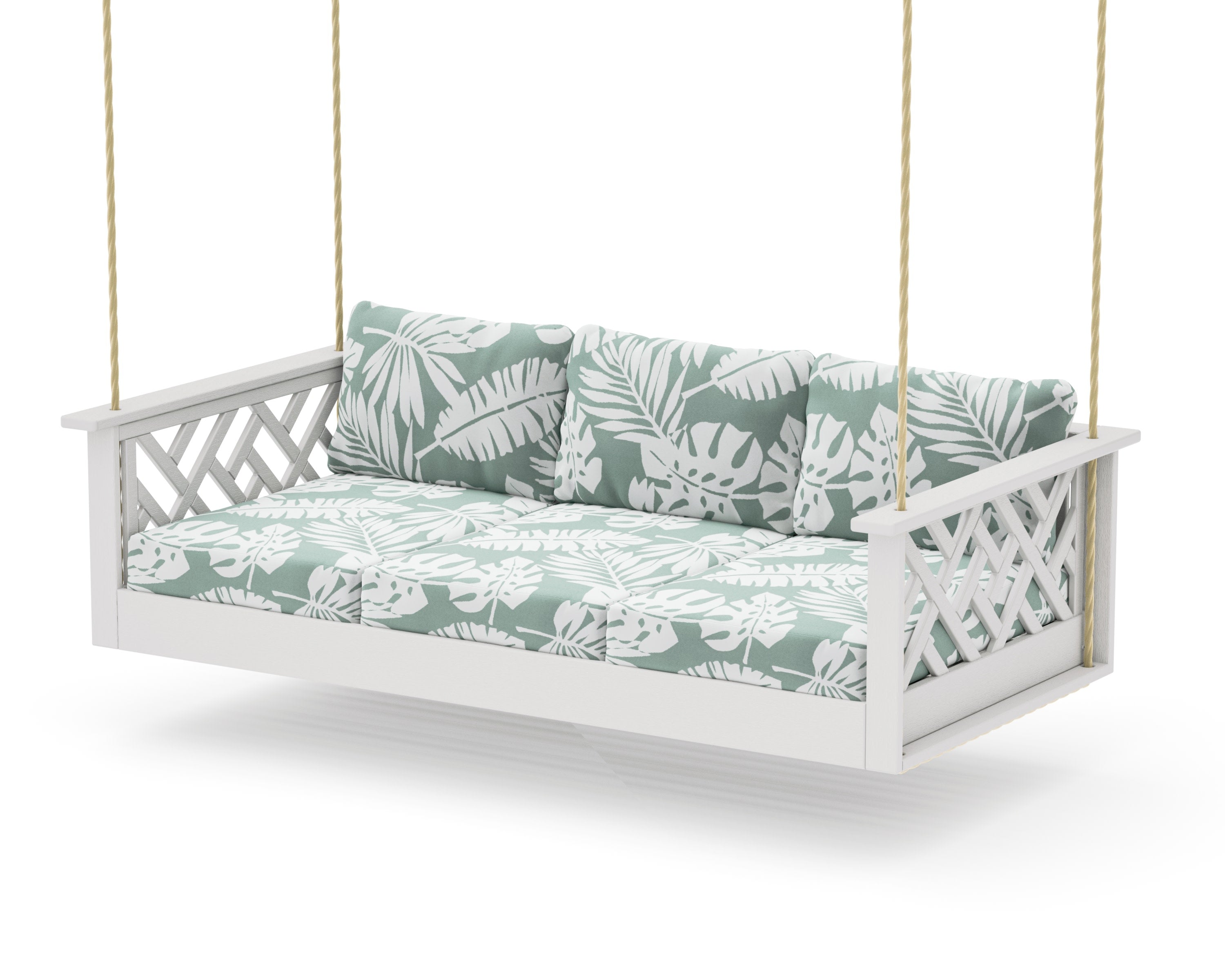 Chippendale Daybed Swing in Vintage White / Leaf Glacier Spa