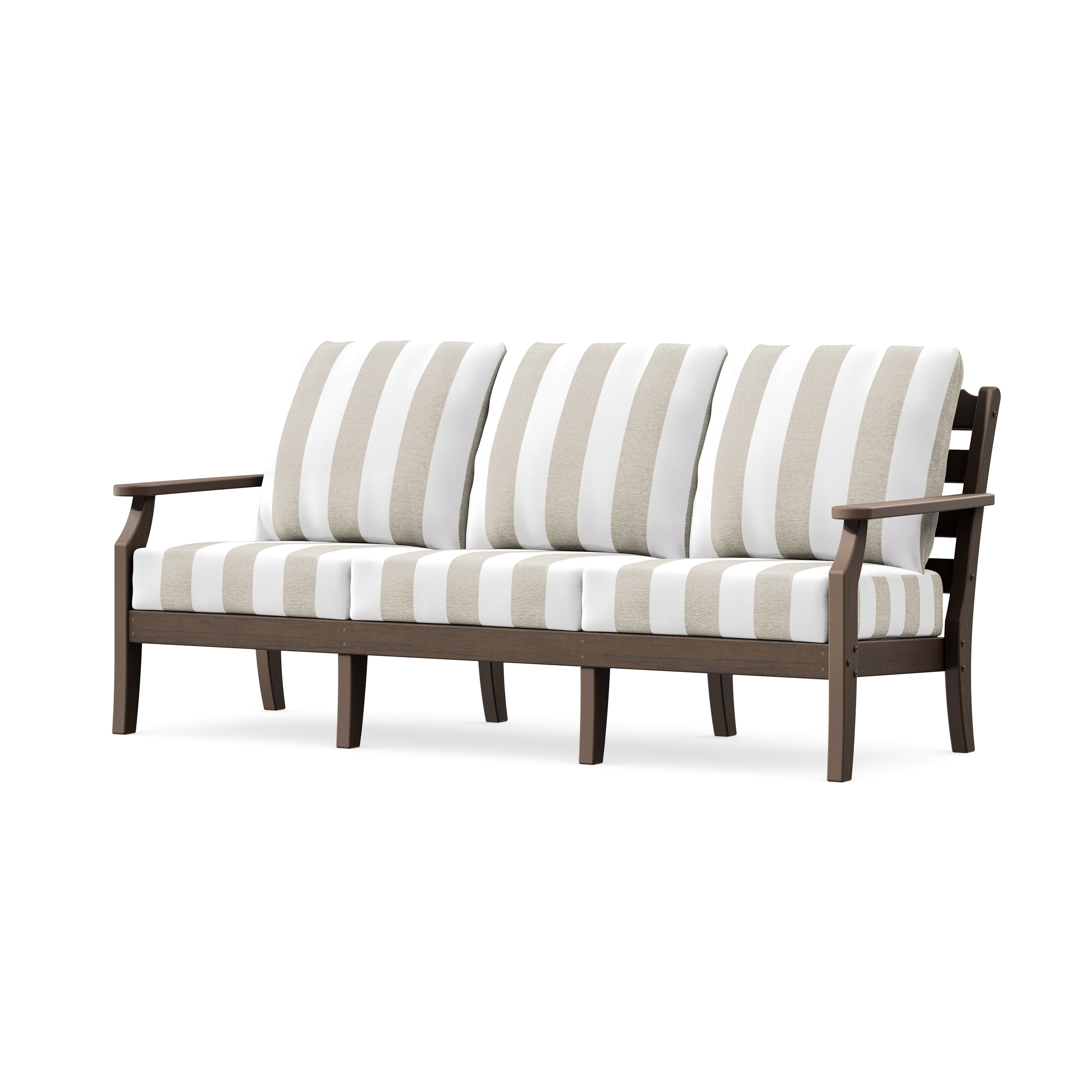 Savannah Deep Seating Sofa in Kona / Cabana Stripe Dune Burlap