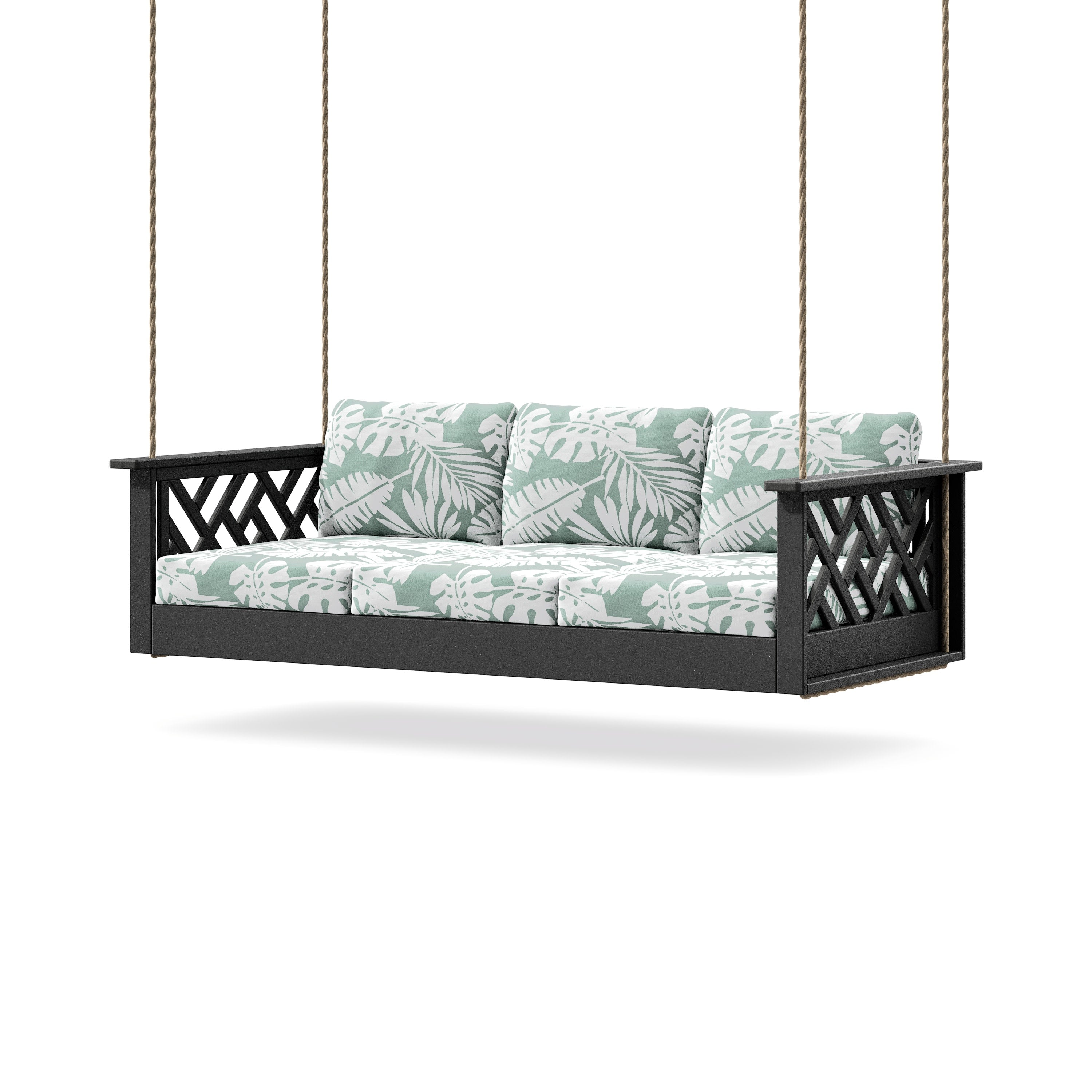 Chippendale Daybed Swing in Black / Leaf Glacier Spa