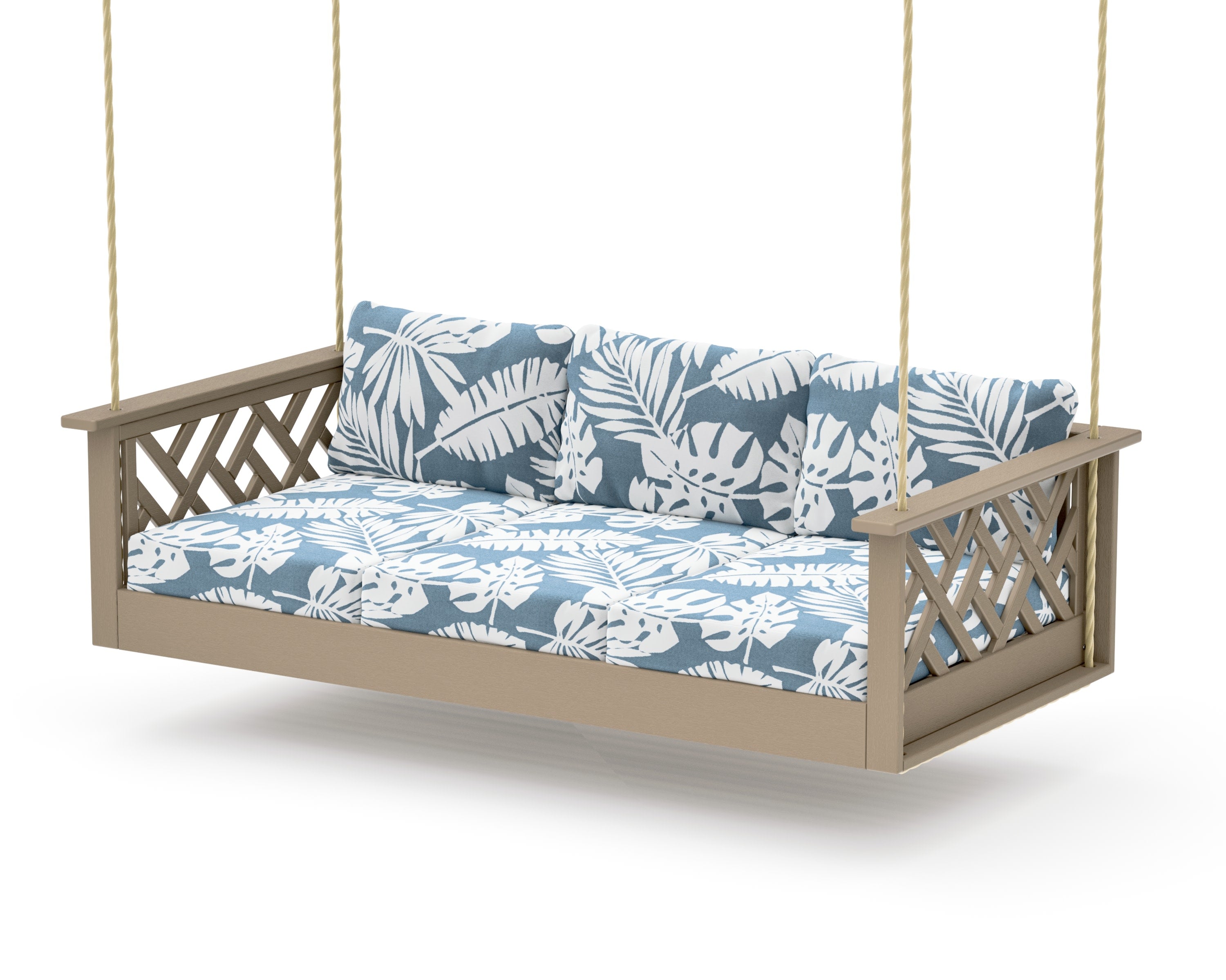 Chippendale Daybed Swing in Vintage Sahara / Leaf Sky Blue