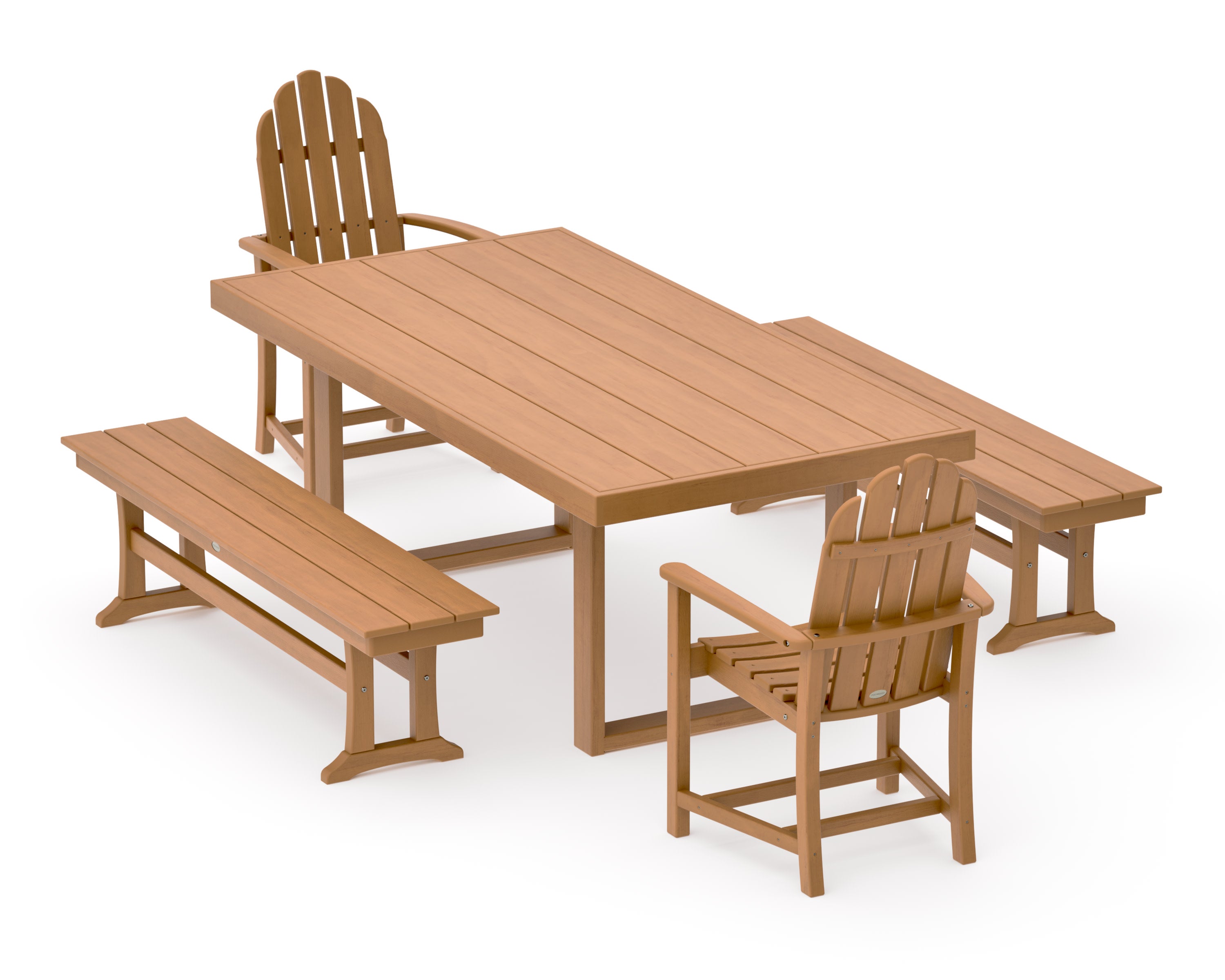 Classic Adirondack 5-Piece Dining Set with Benches in Natural